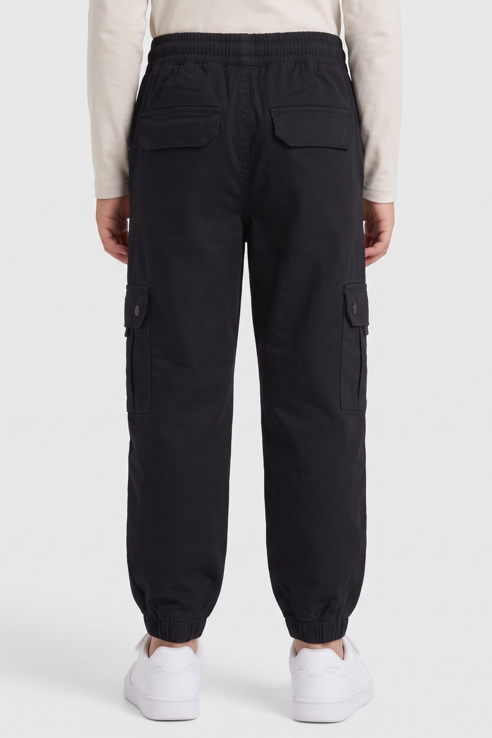 Kids Boy Solid Cargo Pants, Black