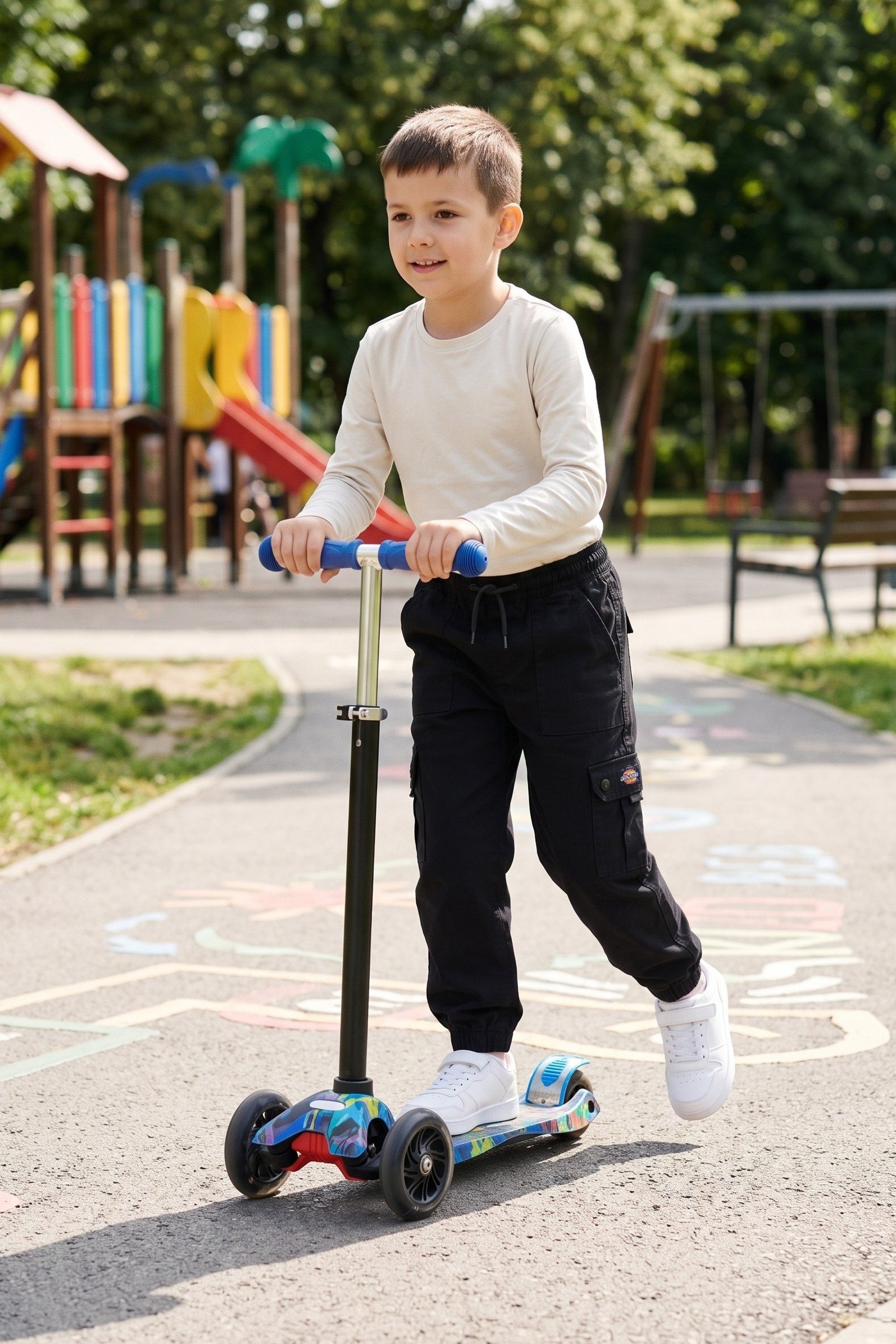 Kids Boy Solid Cargo Pants, Black