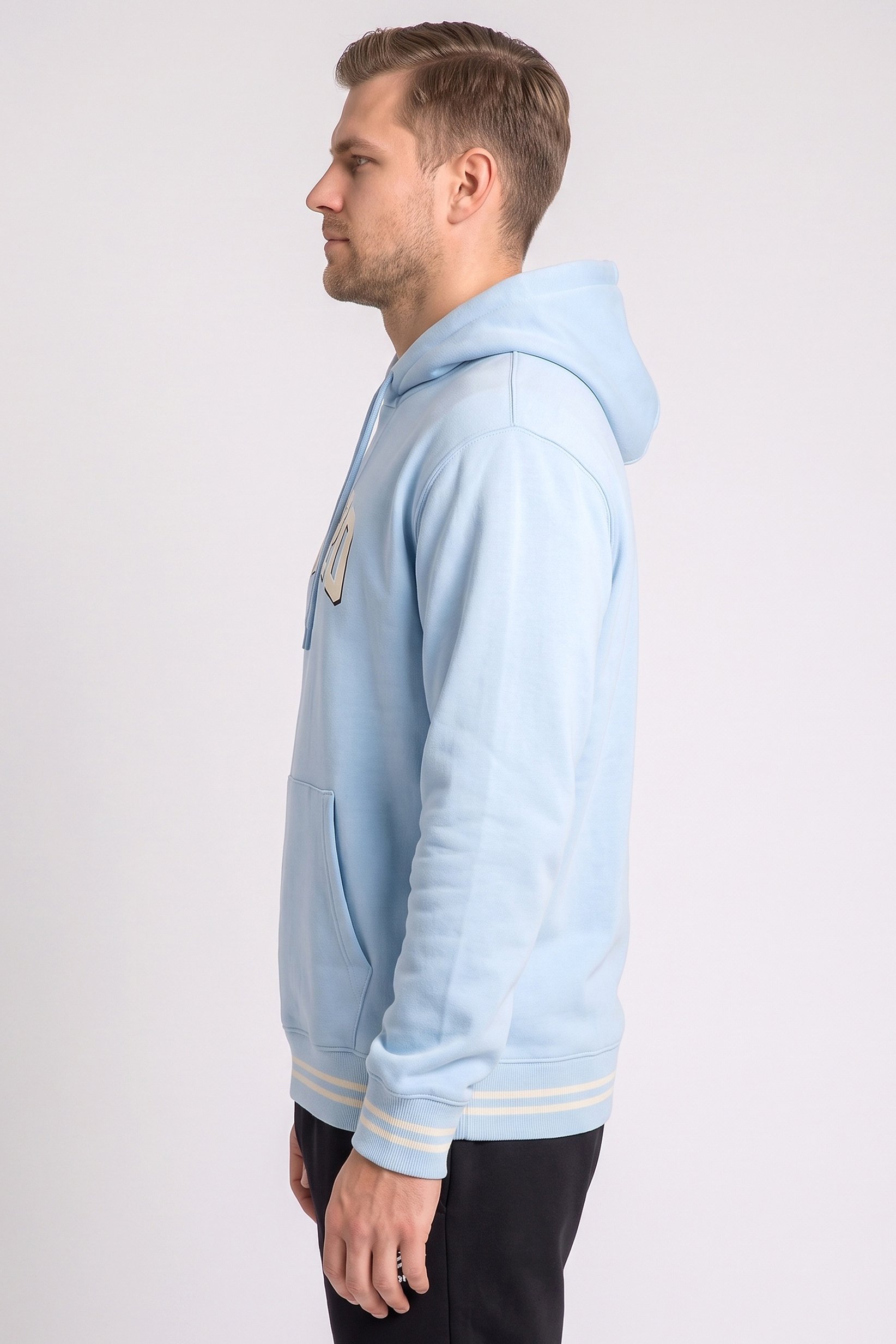 Men Sportswear Fit Long Sleeve Outdoor Hoodie, Sky Blue