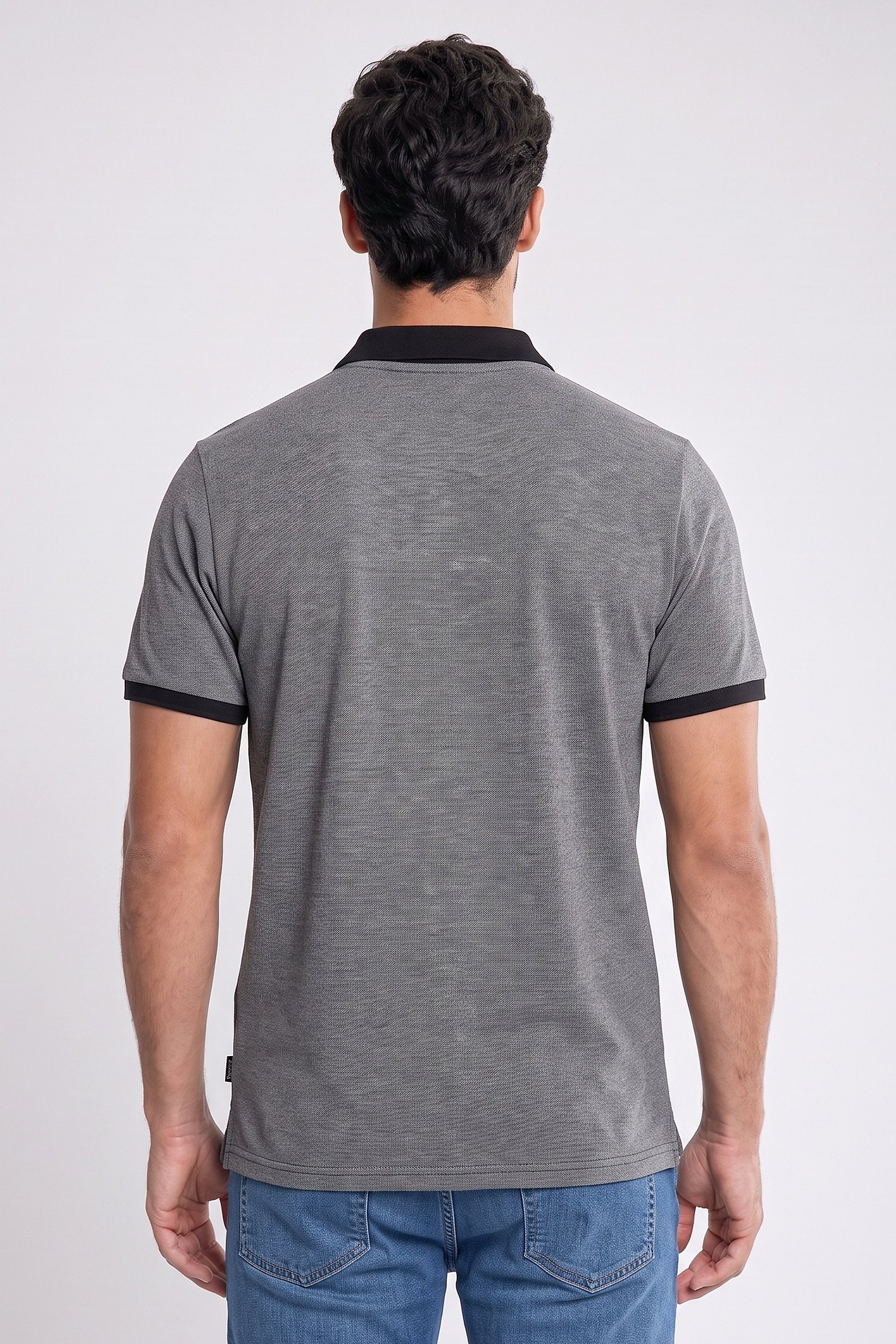 Men Regular Fit Embroidered Logo Short Sleeve Polo Shirt, Dark Grey