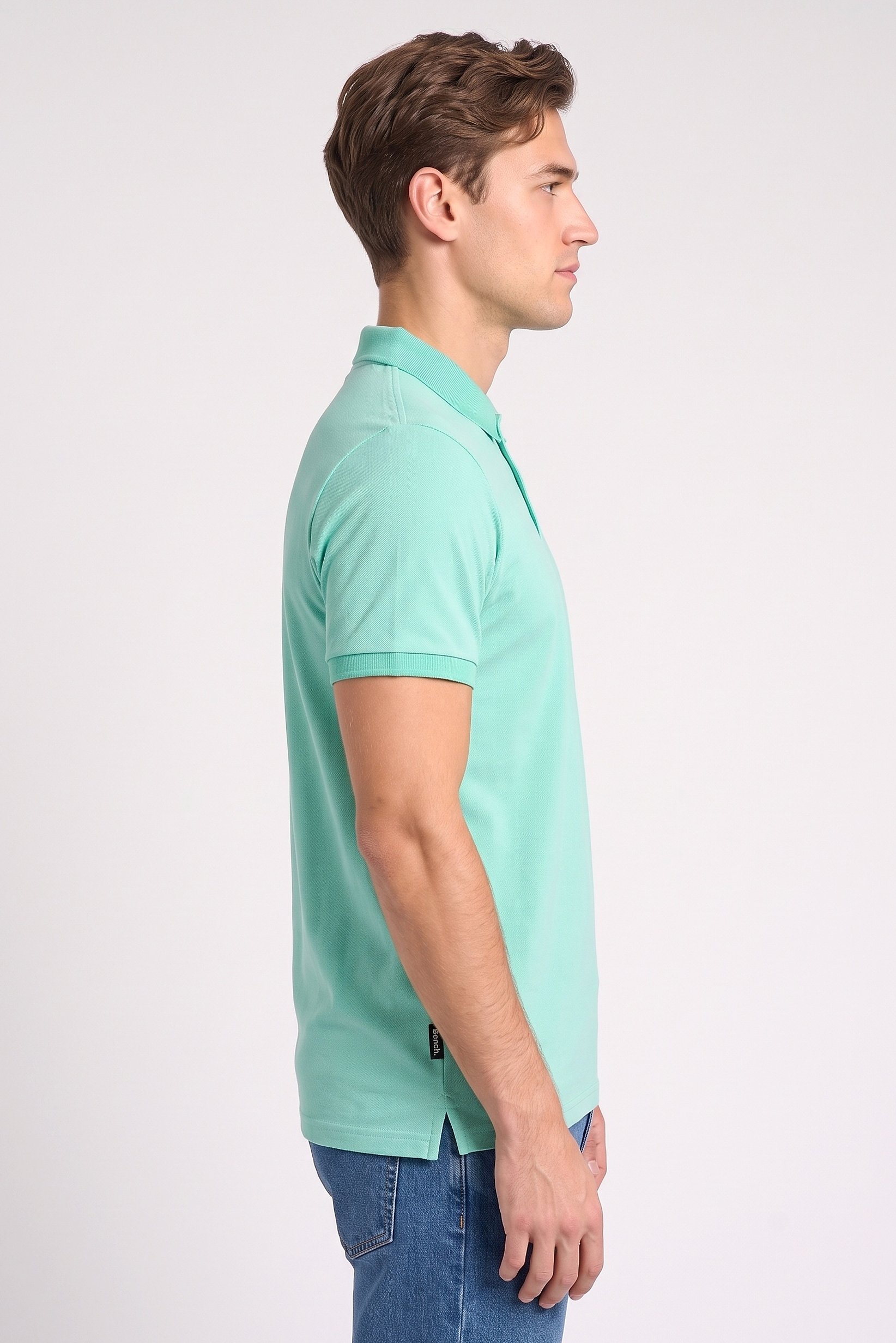 Men Regular Fit Short Sleeve Embroidered Logo Polo Shirt, Aqua Green