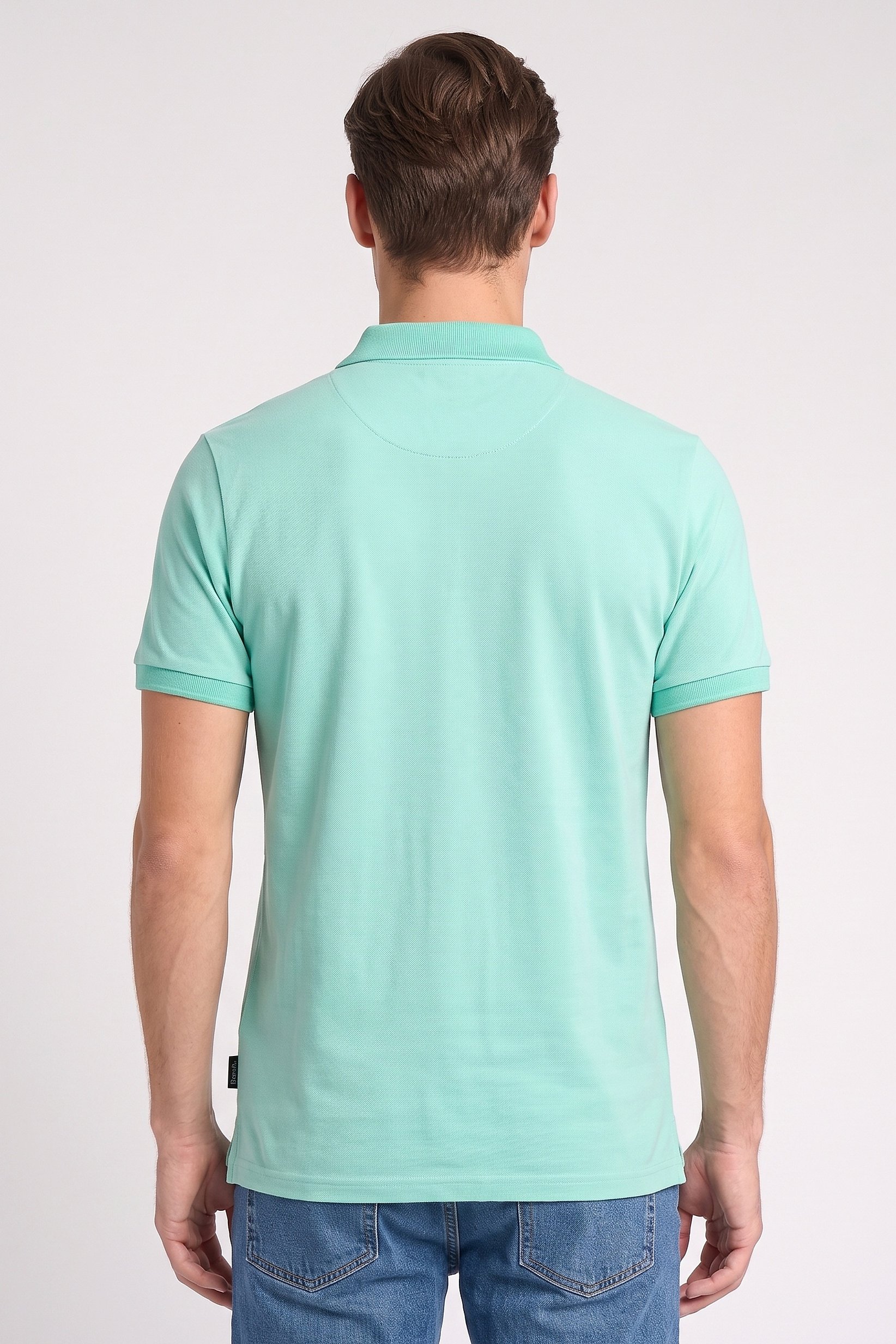 Men Regular Fit Short Sleeve Embroidered Logo Polo Shirt, Aqua Green