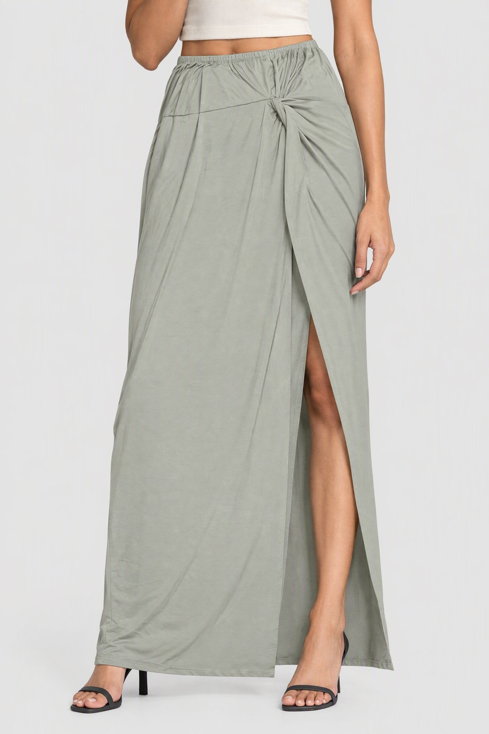 Women Solid Maxi Skirt, Grey