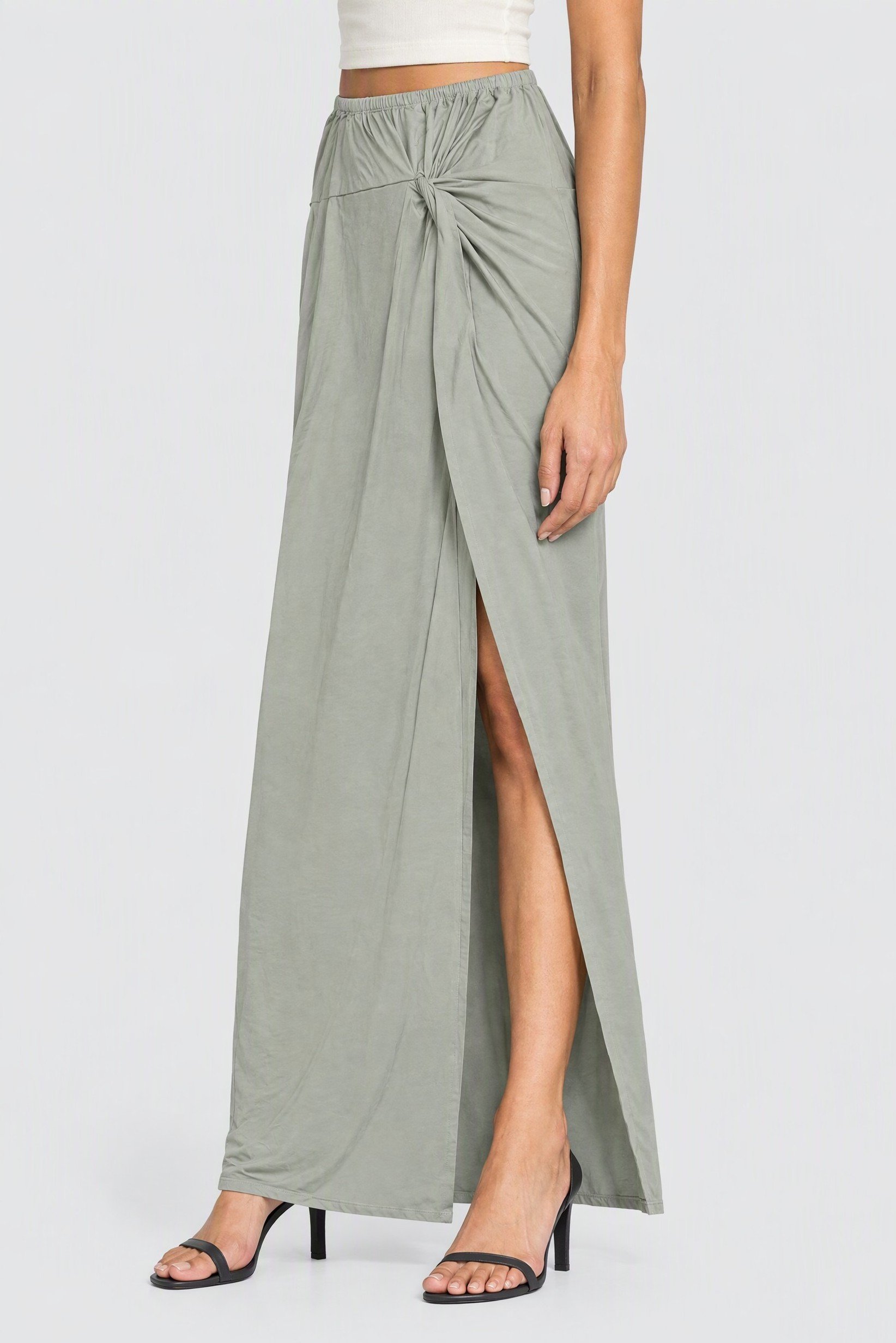 Women Solid Maxi Skirt, Grey