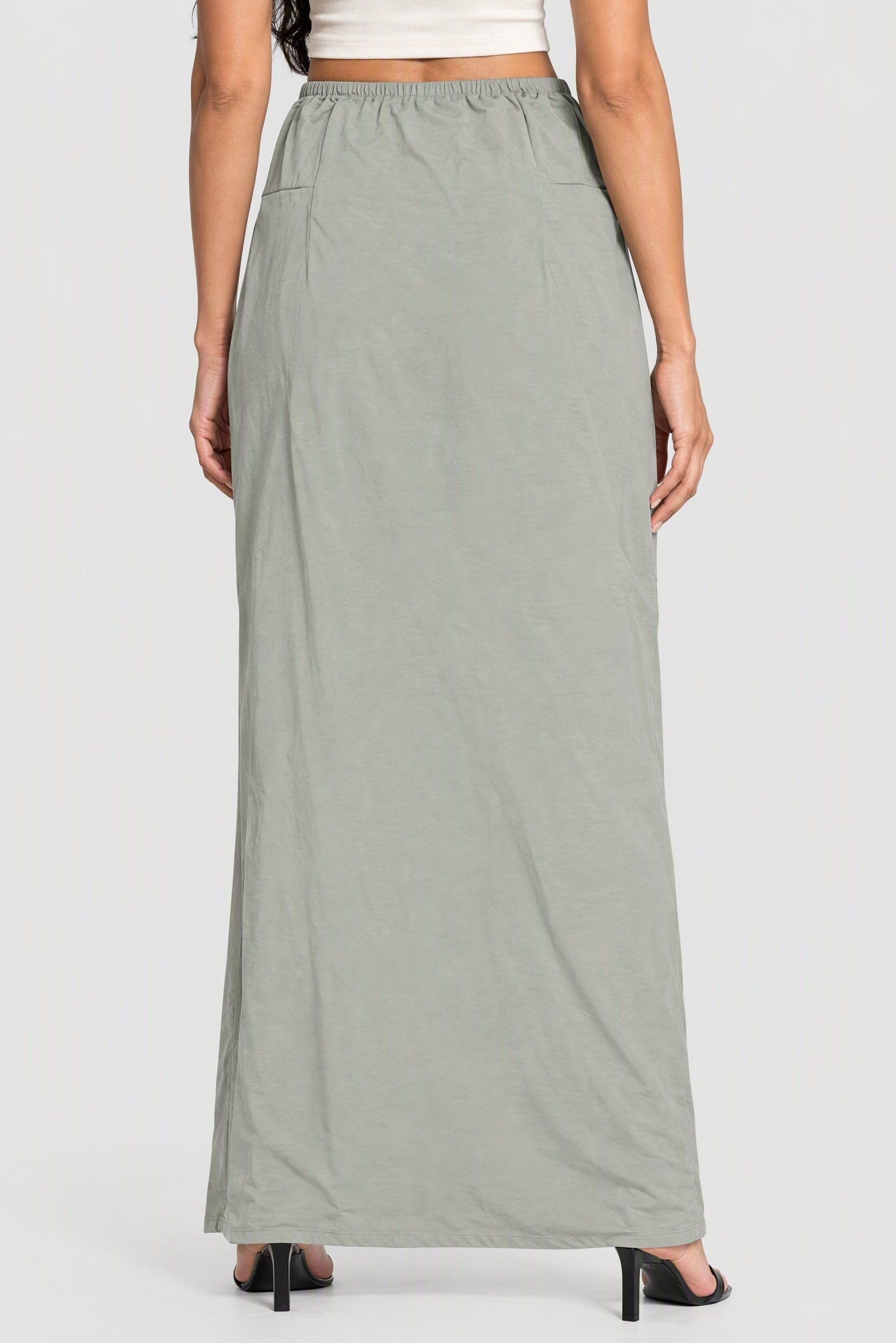 Women Solid Maxi Skirt, Grey