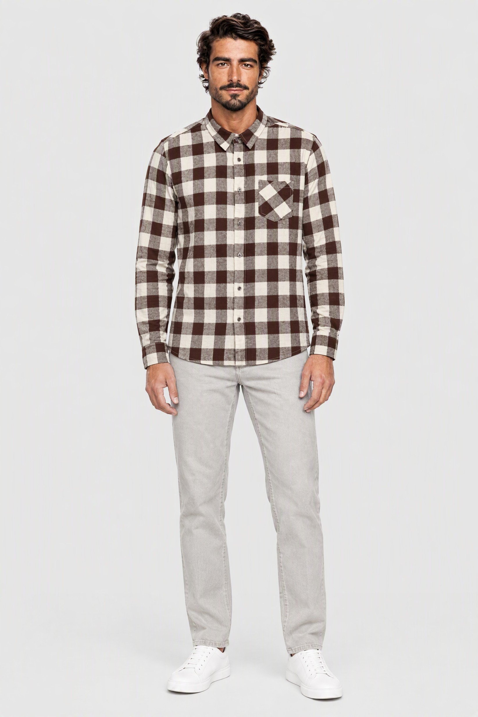 Men Regular Fit Plaid Long Sleeve Casual Shirt, Multicolor