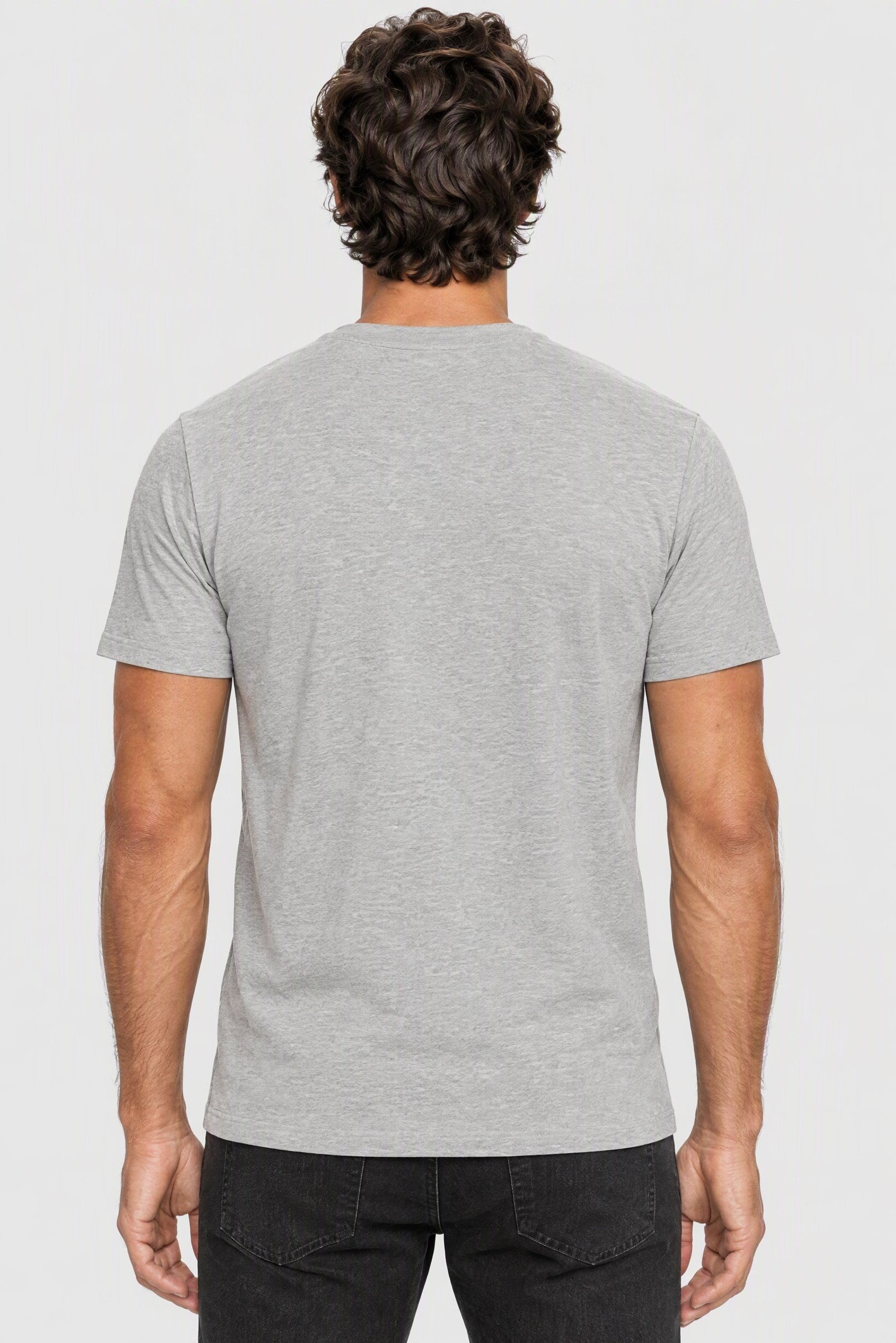 Men Henley Neck Long Sleeve Heather T-Shirt, Grey