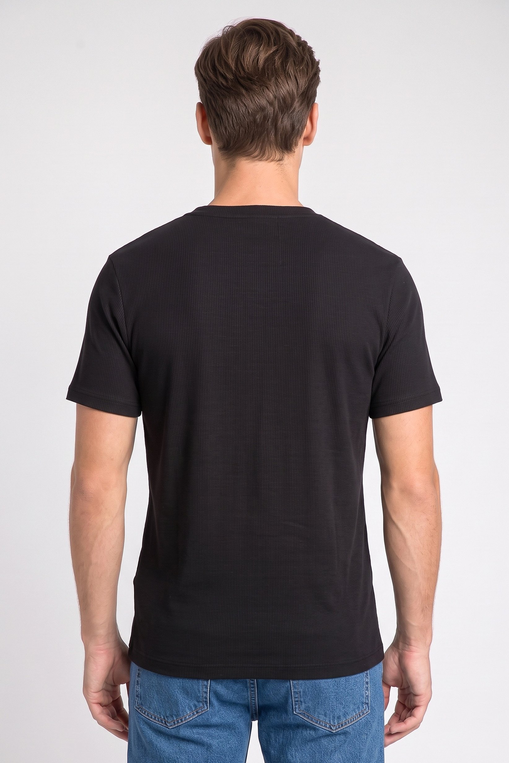 Men Henley Neck Short Sleeve Plain T-Shirt, Black