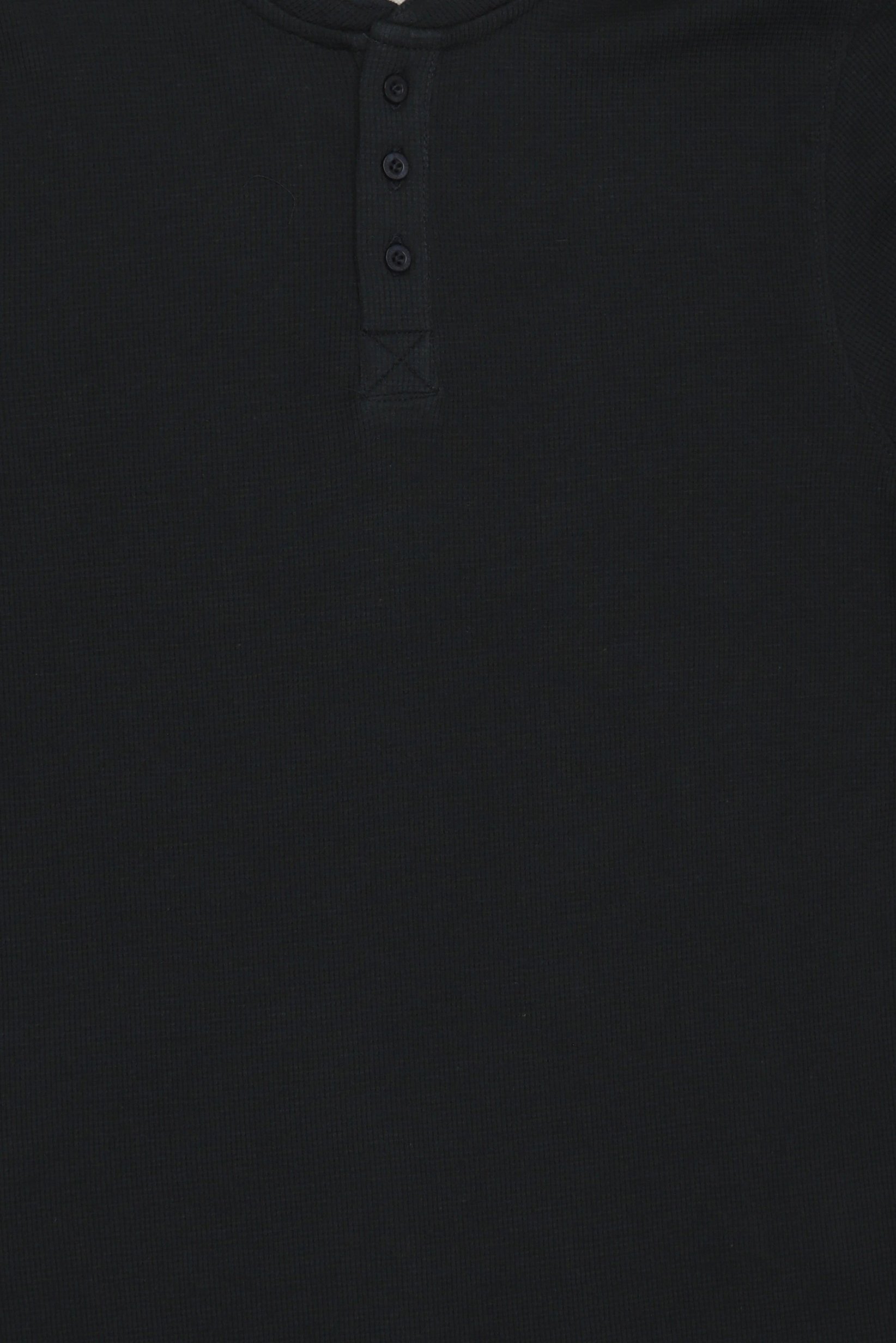 Men Henley Neck Long Sleeve Textured T-Shirt, Navy