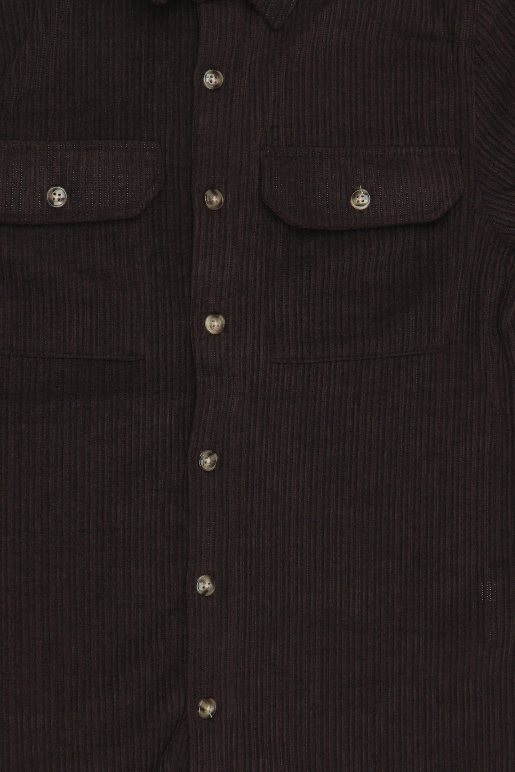 Men Regular Fit Textured Long Sleeve Corduroy Shirt, Chocolate Brown