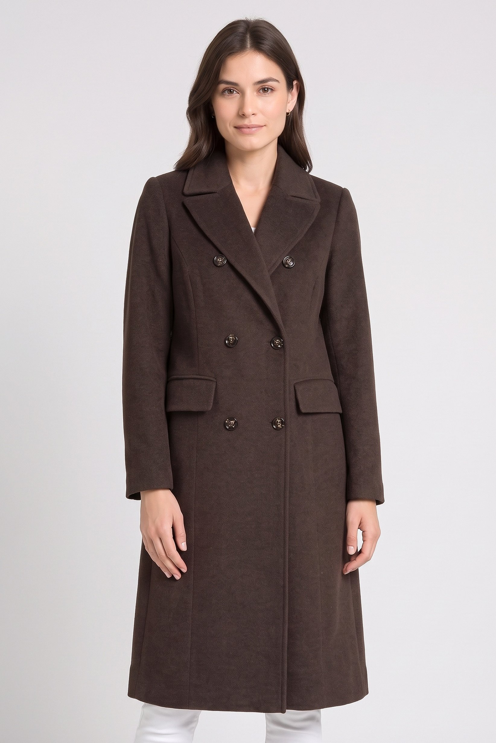 Women Textured Trench Coat, Dark Brown