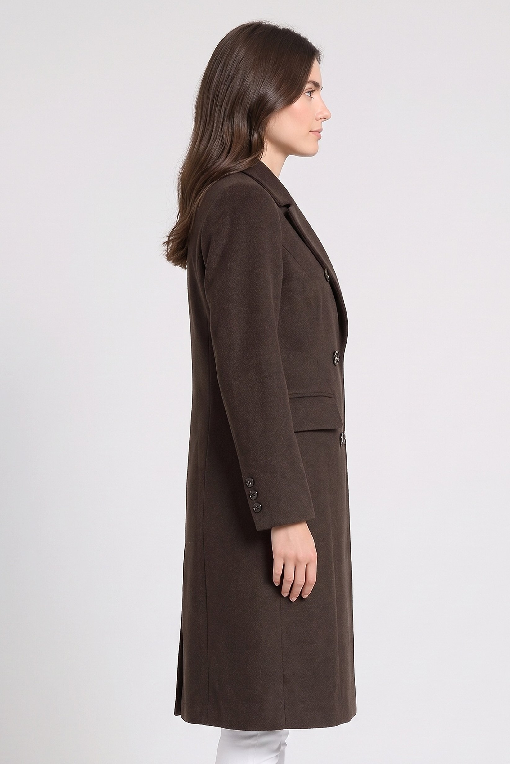 Women Textured Trench Coat, Dark Brown