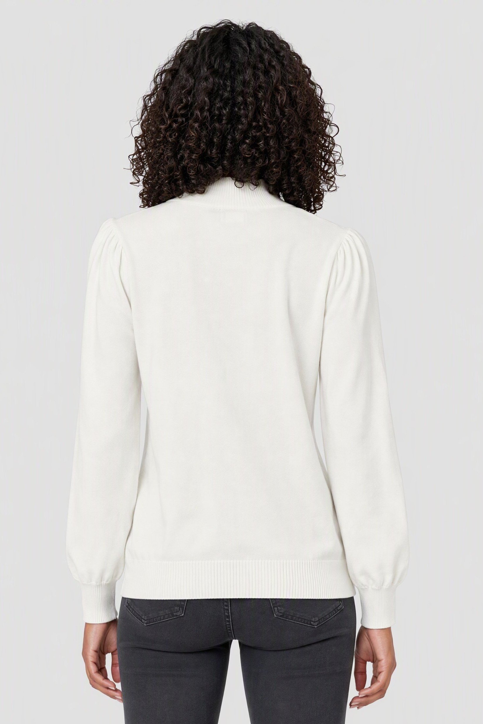 Women Turtle Neck Textured Sweater, White