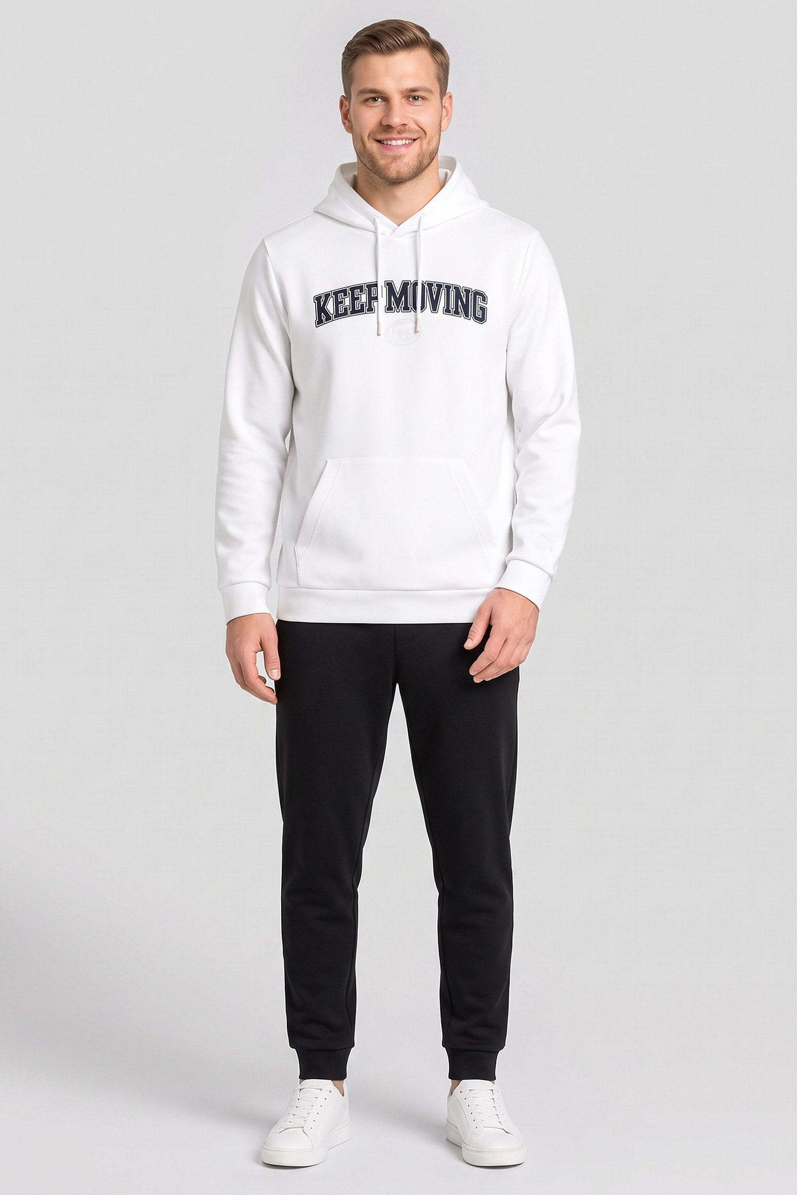 Men Regular Fit Long Sleeve Outdoor Hoodie, White