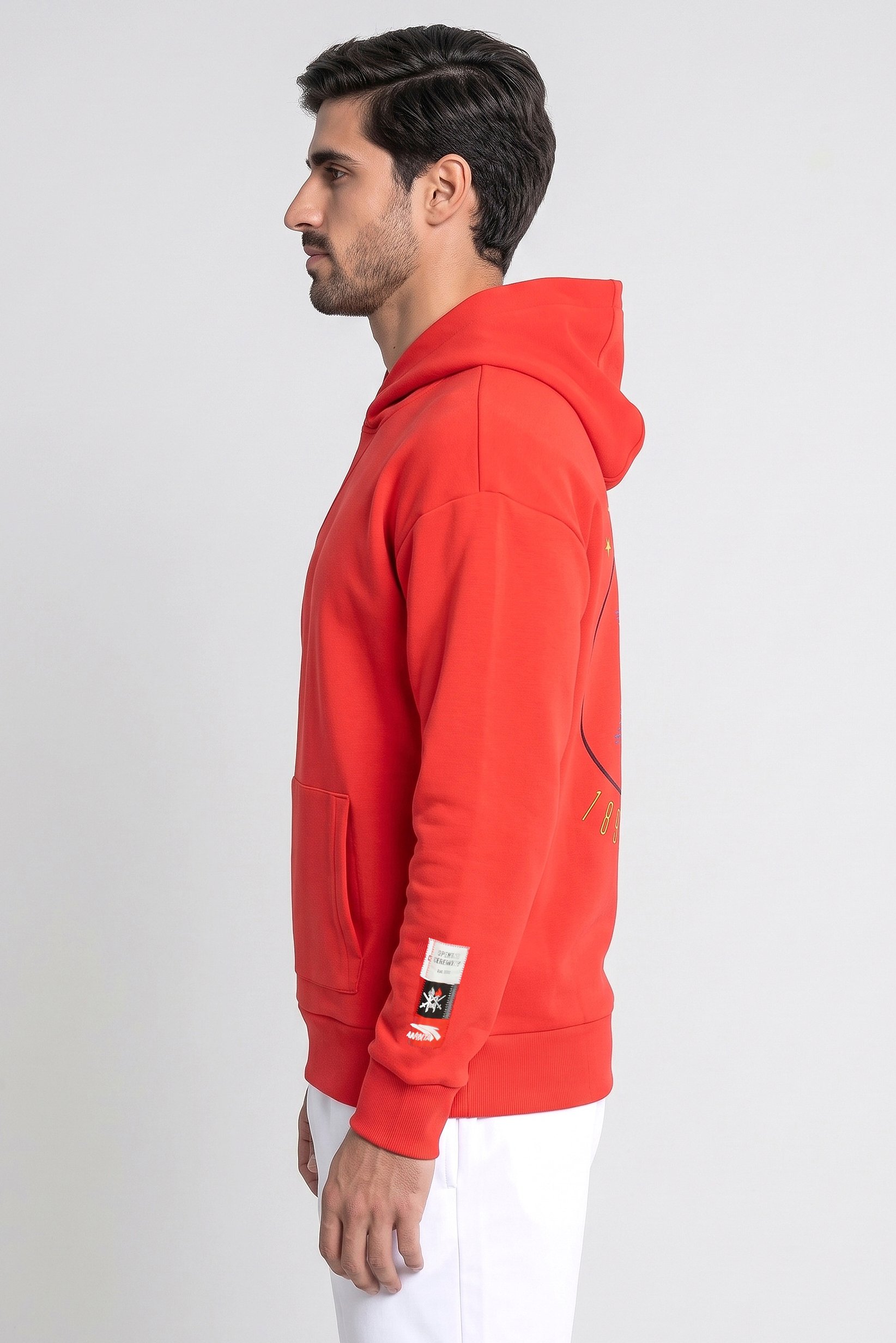 Men Sportswear Fit Long Sleeve Outdoor Hoodies, Red