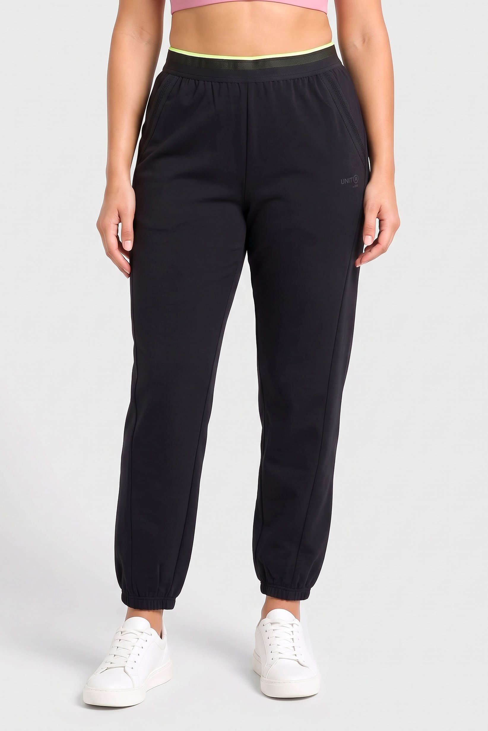 Women Relaxed Fit Brand Logo Training Track Pants, Black