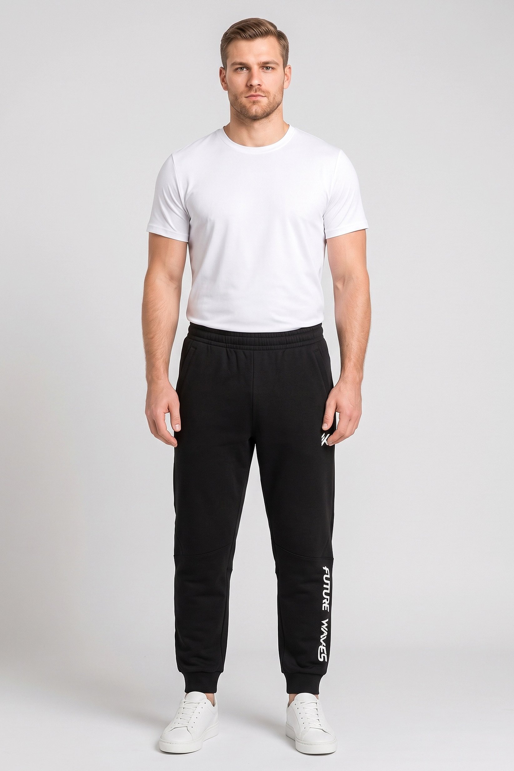 Men Regular Fit Outdoor Sweatpants, Black