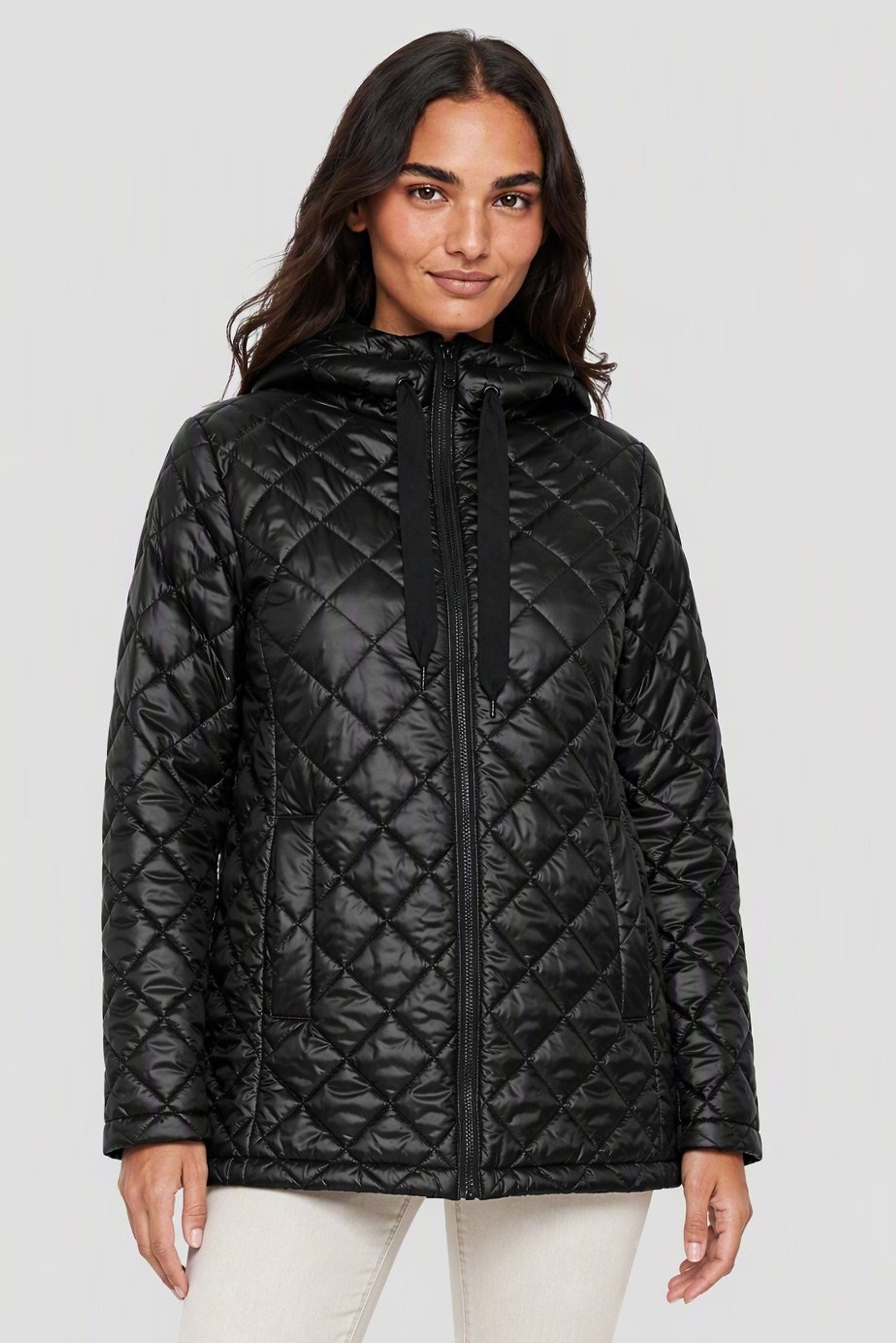 Women Quilted Puffer Jacket, Black