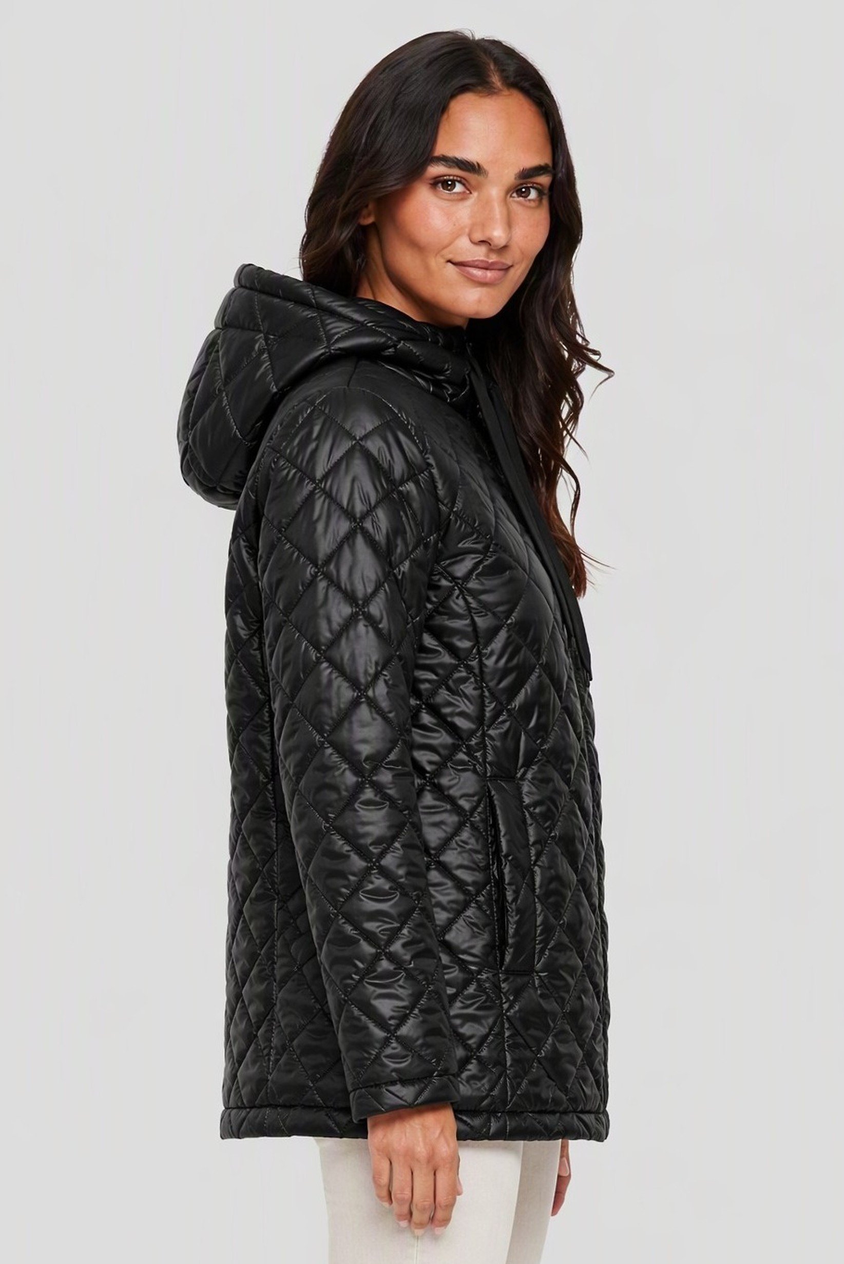 Women Quilted Puffer Jacket, Black