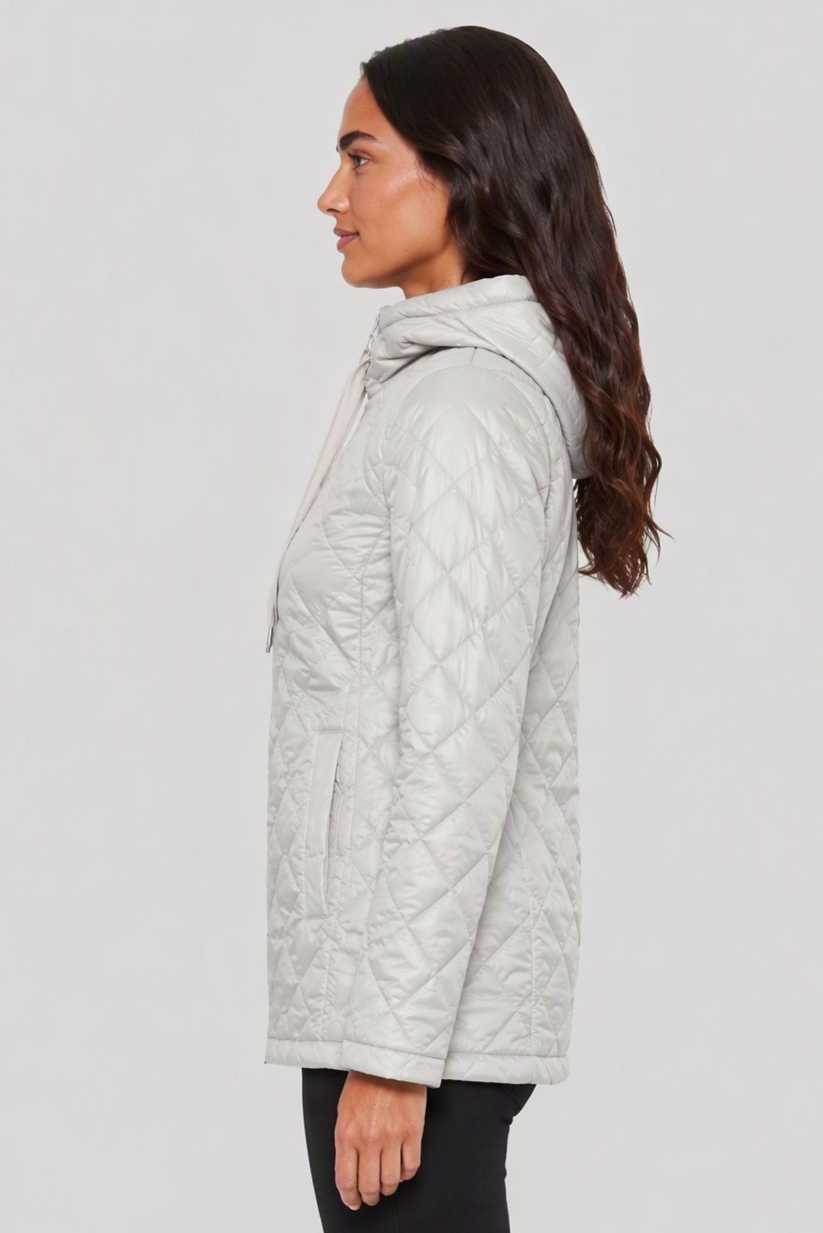 Women Quilted Puffer Jacket, Light Grey
