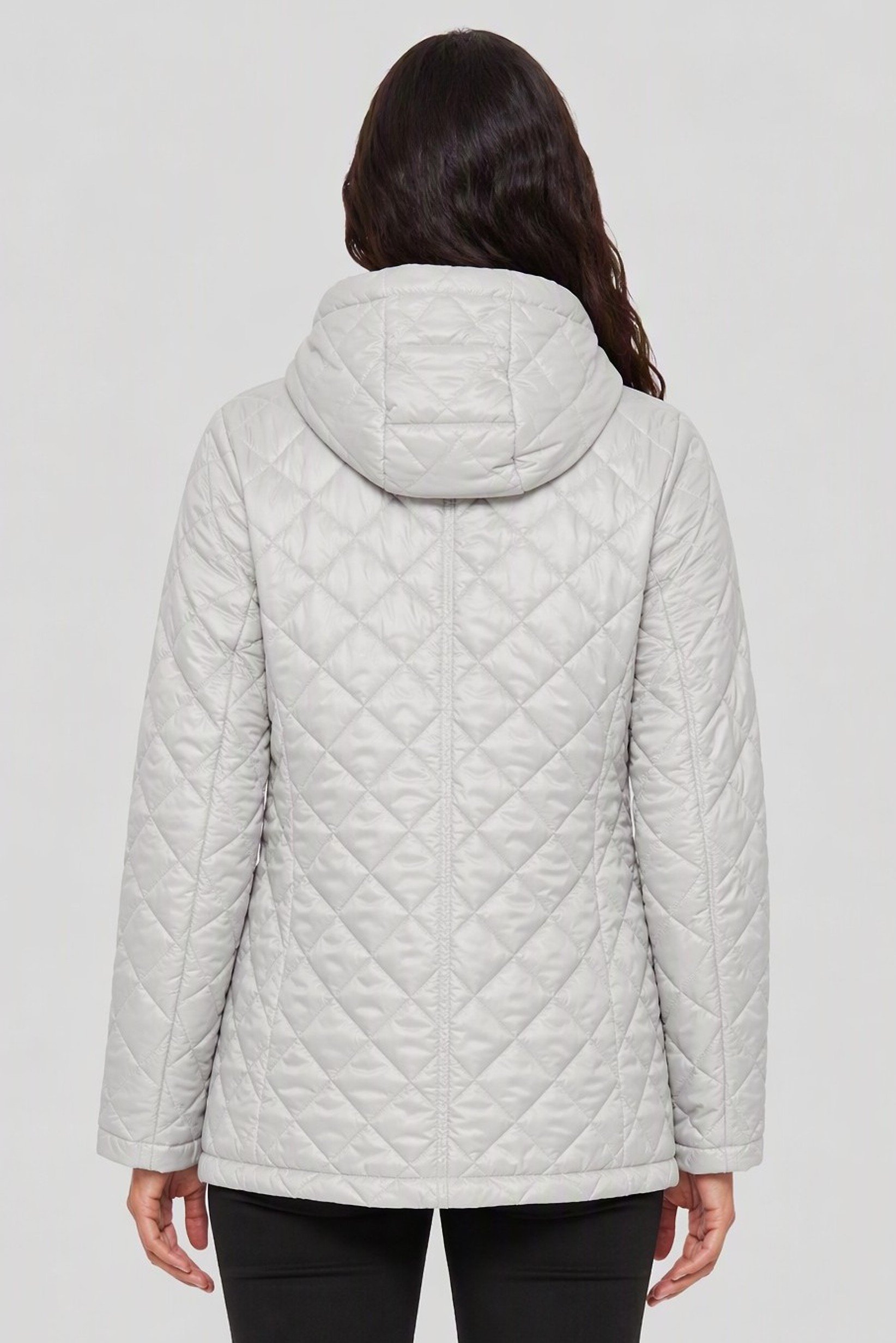 Women Quilted Puffer Jacket, Light Grey