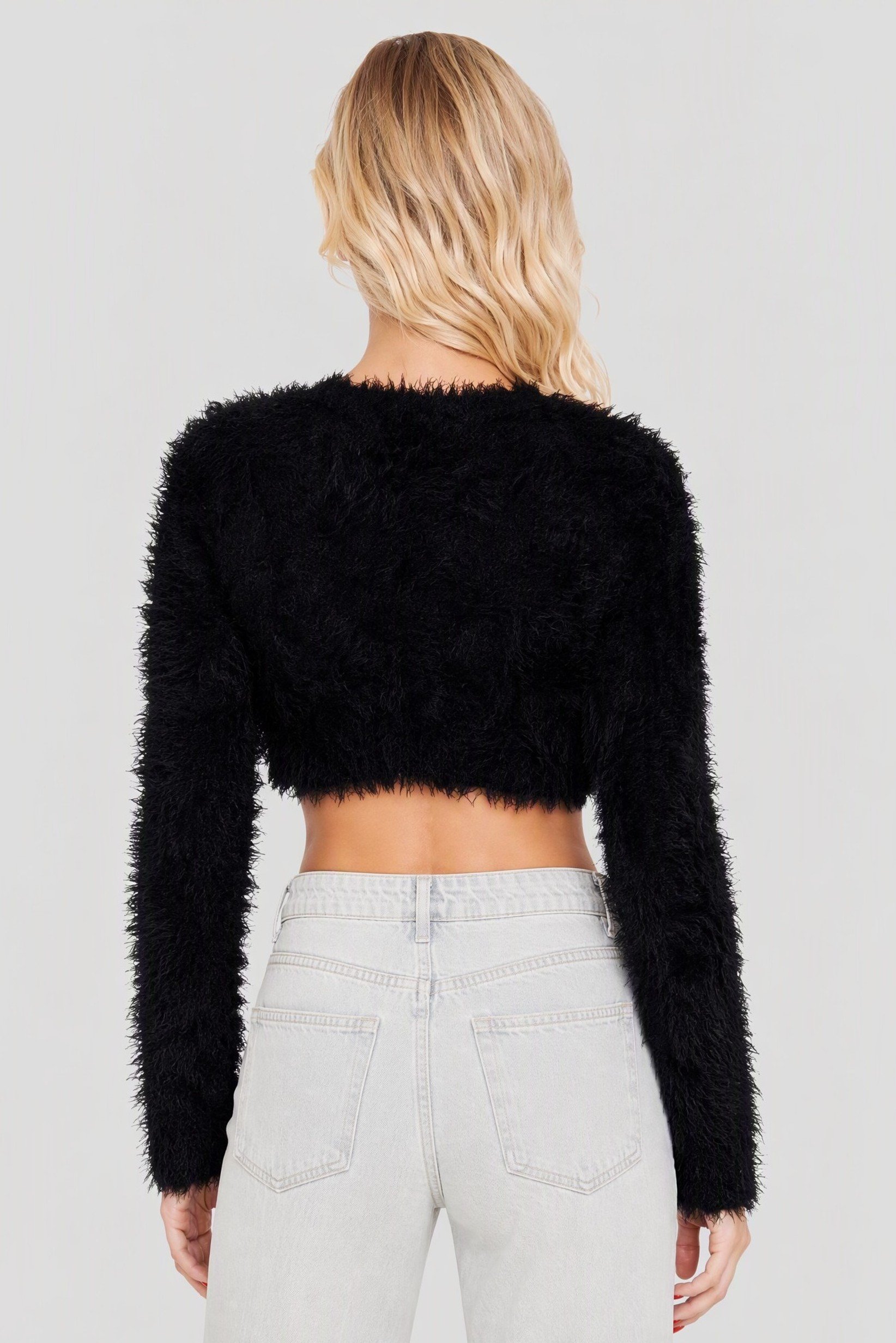 Women Textured Long Sleeve Top, Black