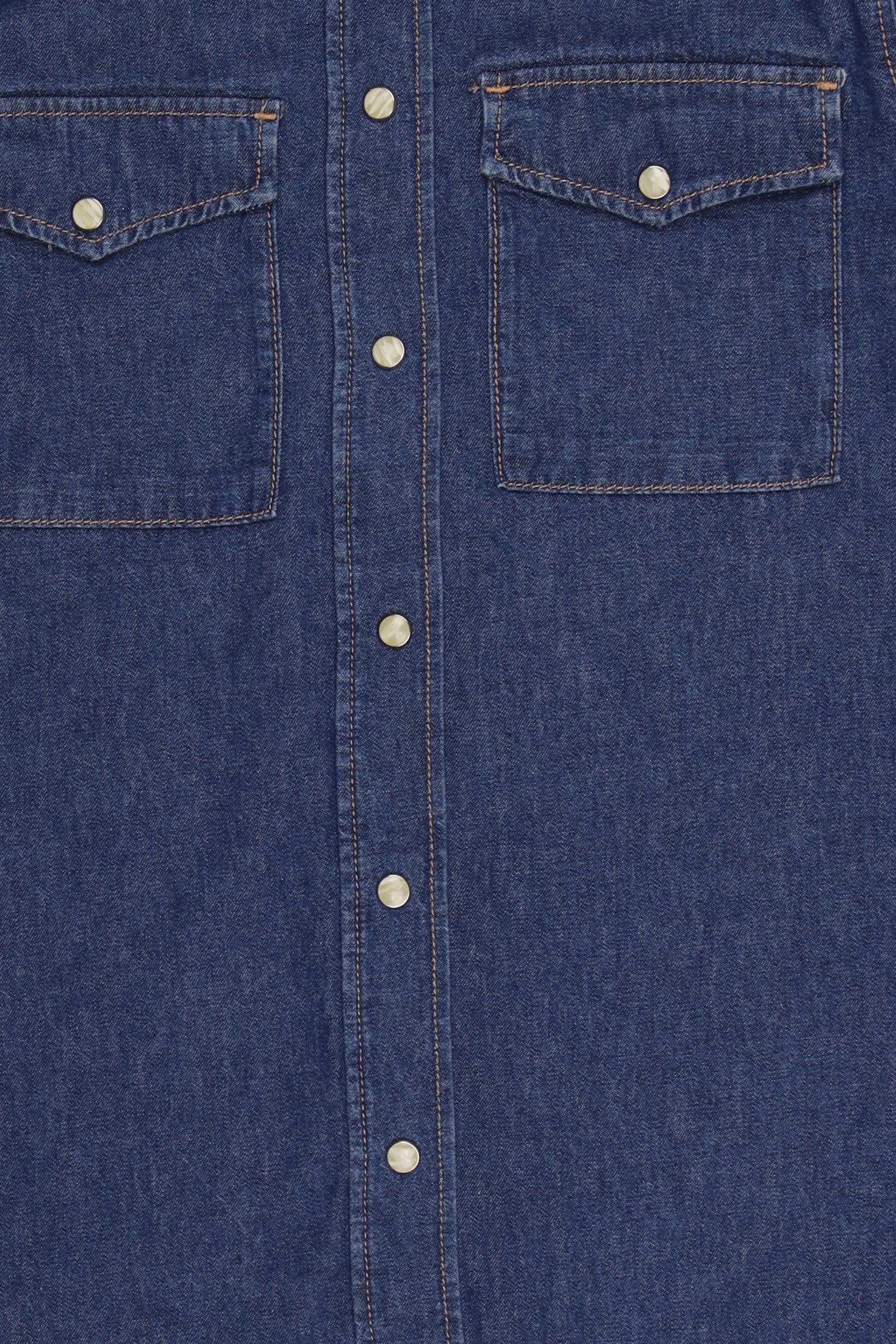 Women Pointed Collar Long Sleeve Washed Shirt, Blue