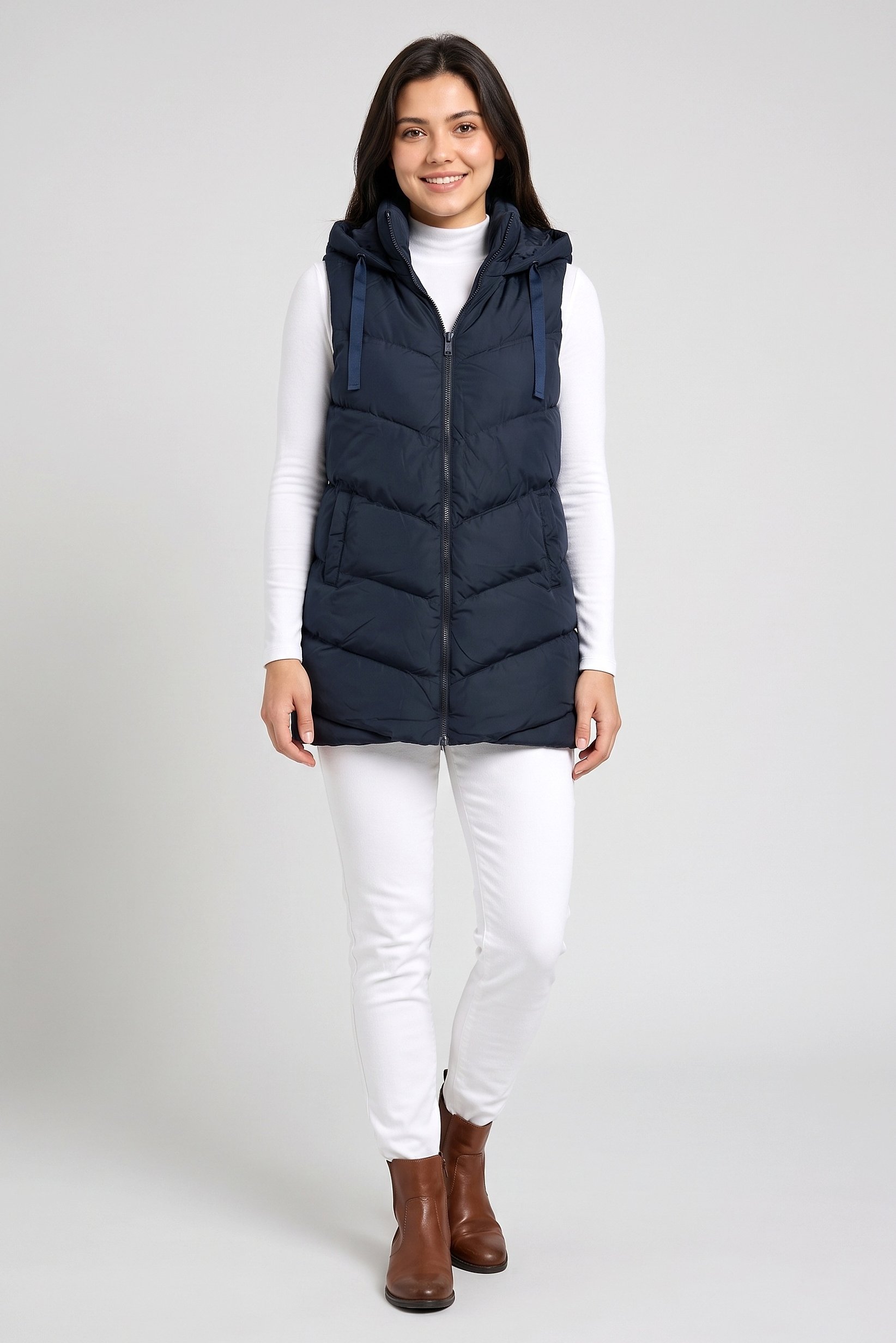 Women Quilted Vest Jacket, Navy