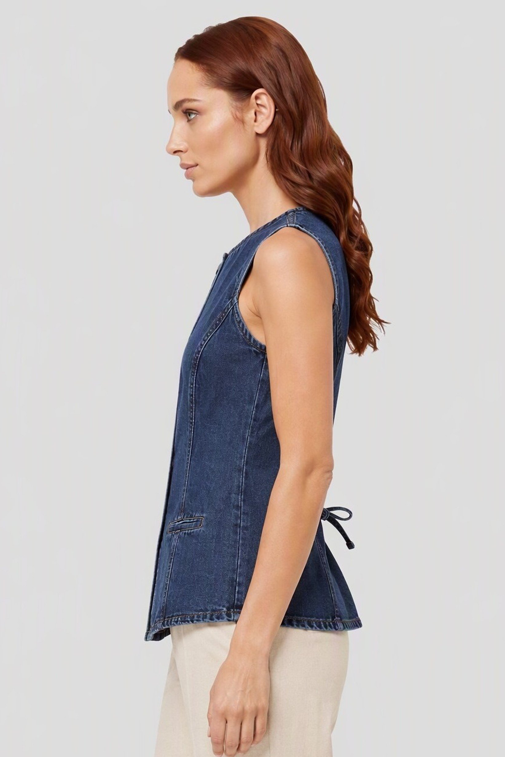Women Regular Fit Washed Waistcoat, Blue