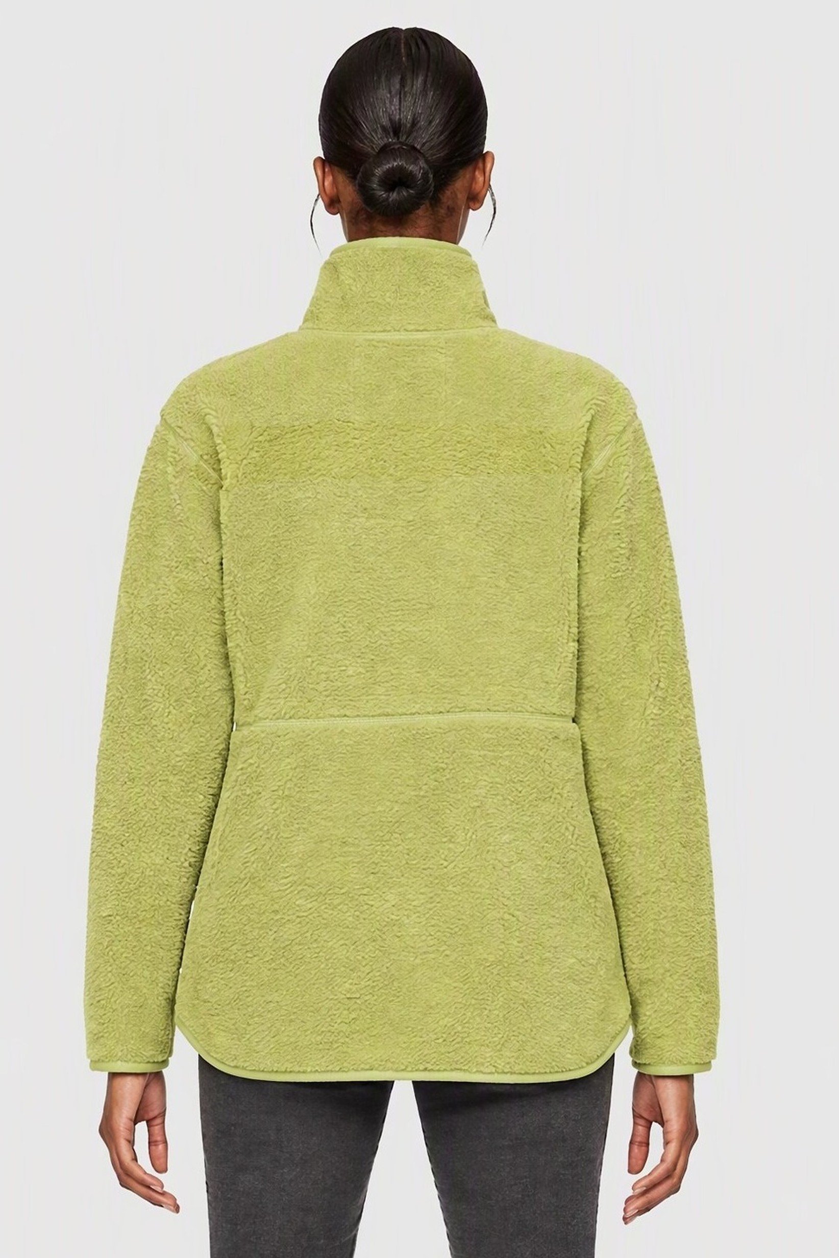 Women Textured Sherpa Jackets, Lime Green