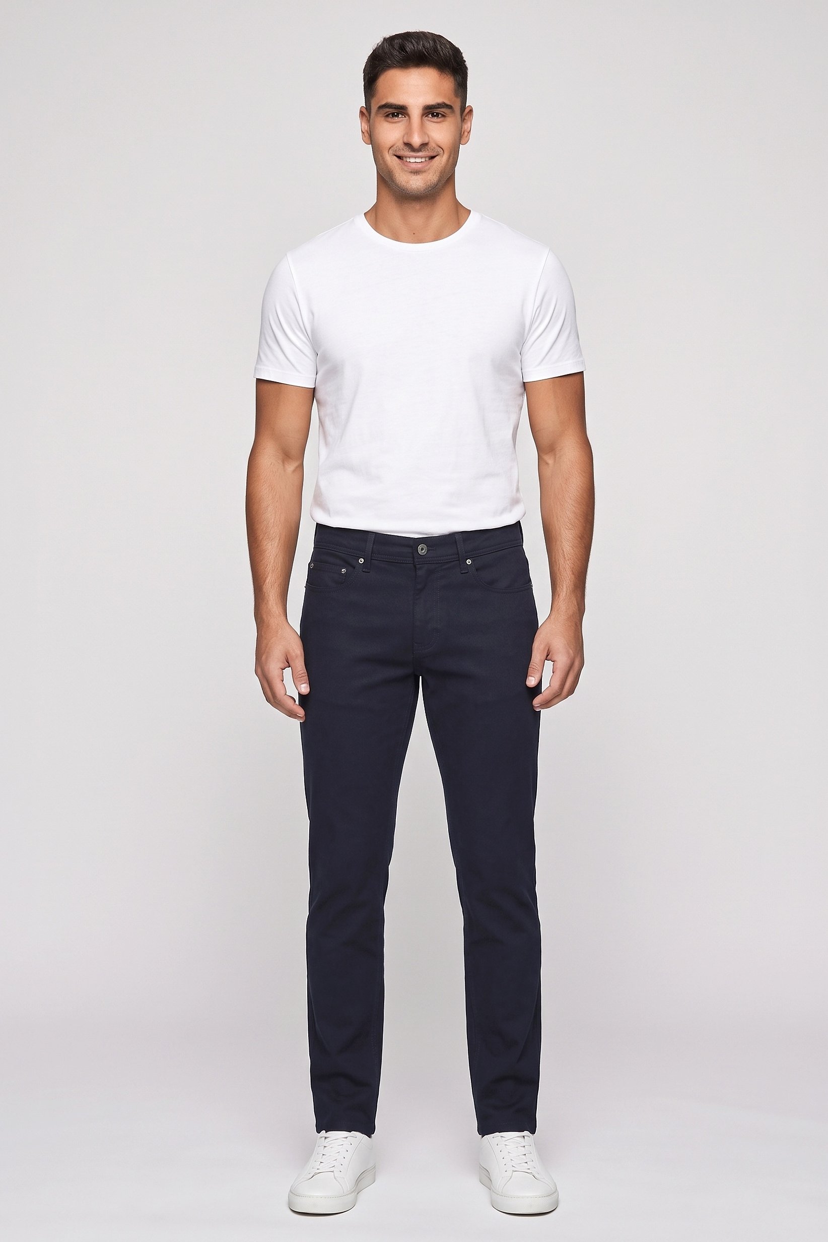 Men Classic Fit Solid Chino Pants, Navy