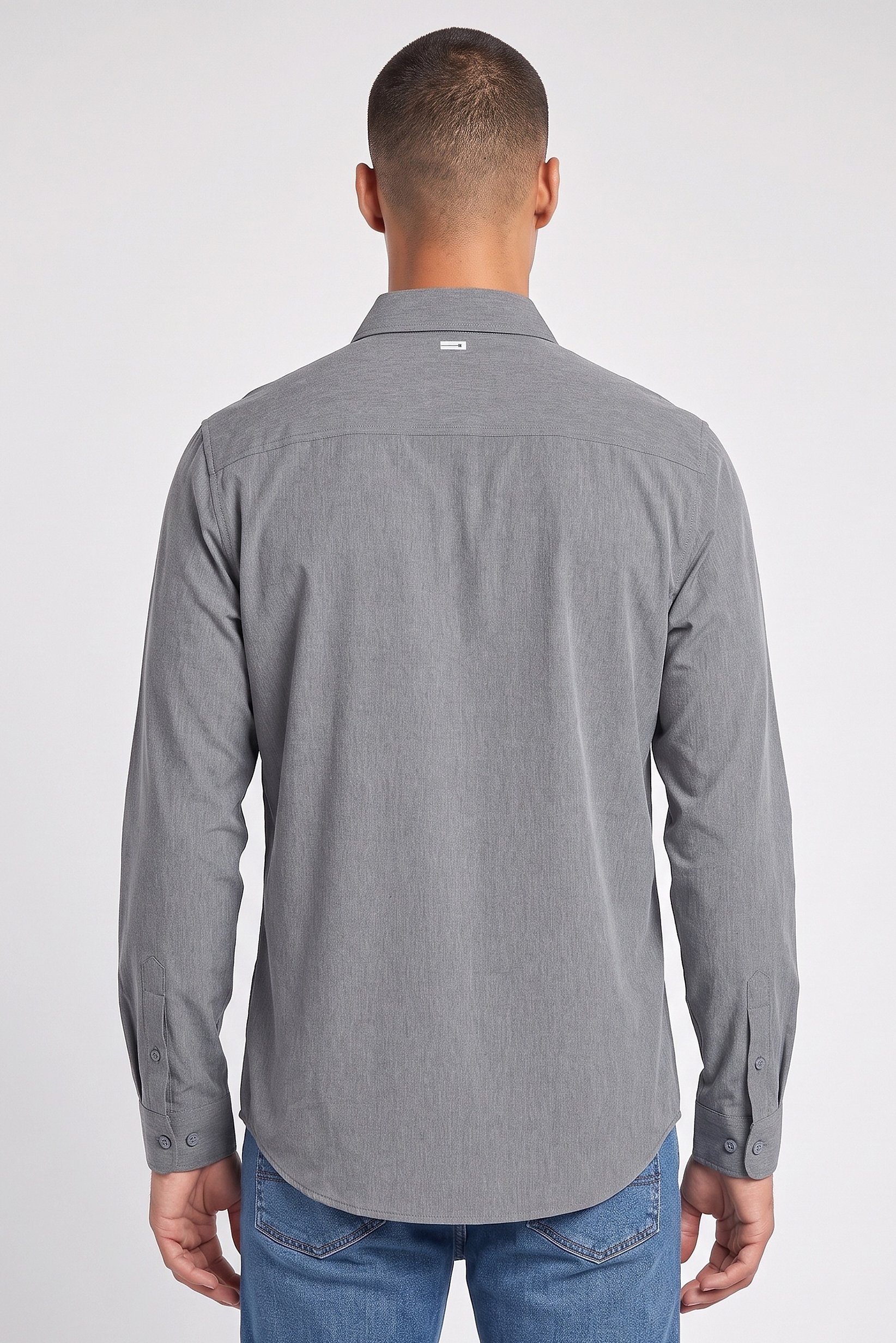 Men Regular Fit Graphic Print Long Sleeve Causal Shirt, Grey