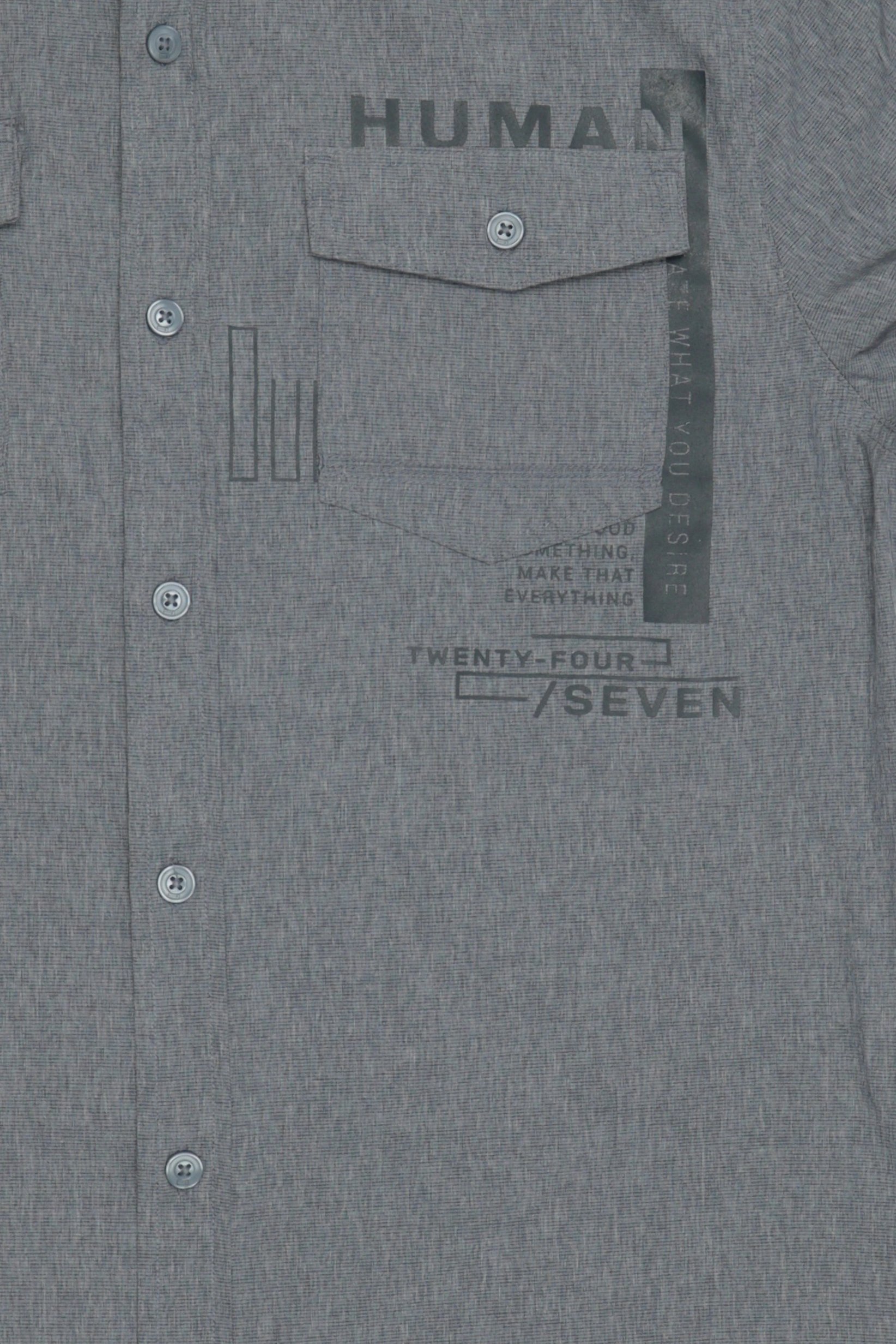 Men Regular Fit Graphic Print Long Sleeve Causal Shirt, Grey