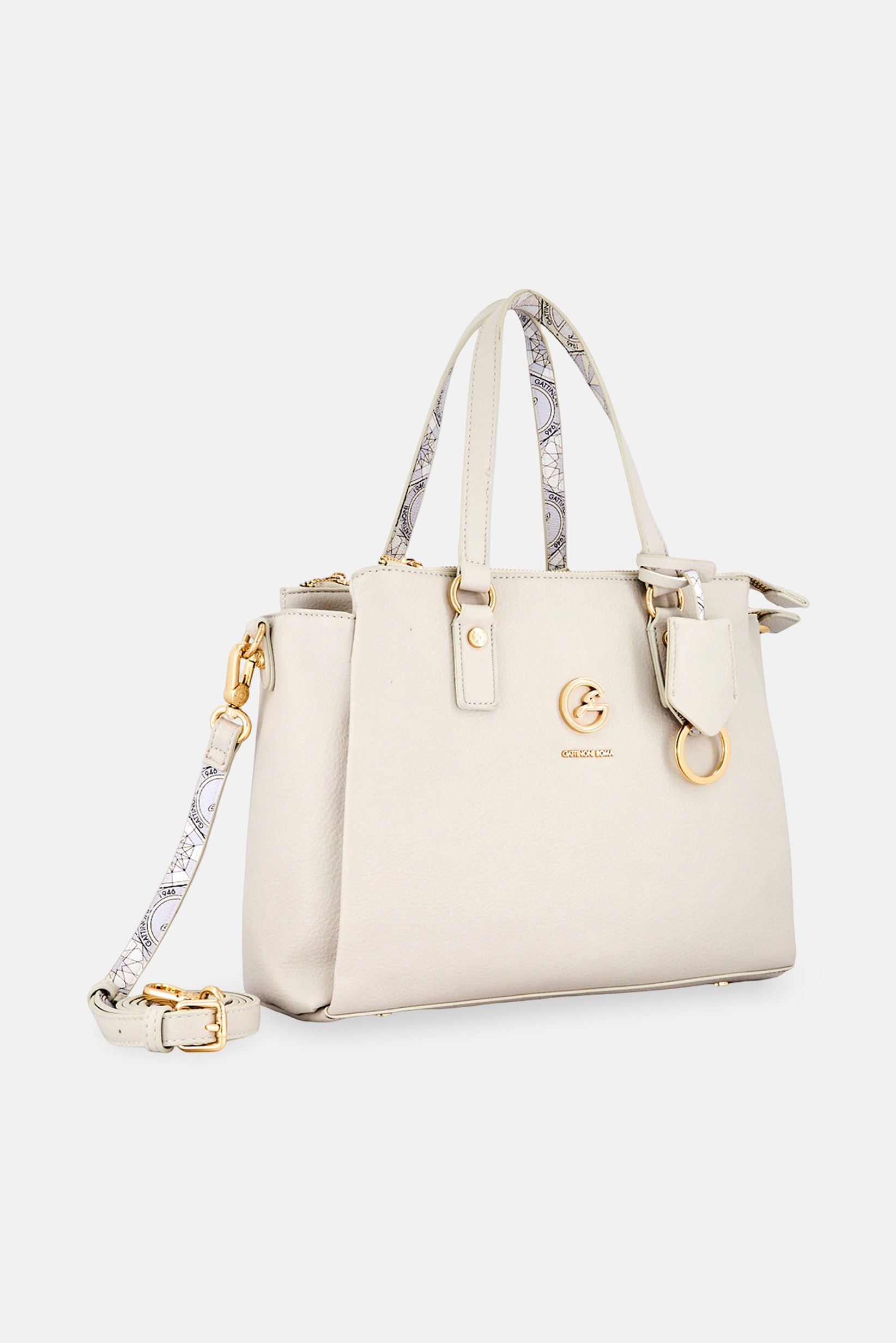 Women Brand Logo Shoulder Bag, Off White