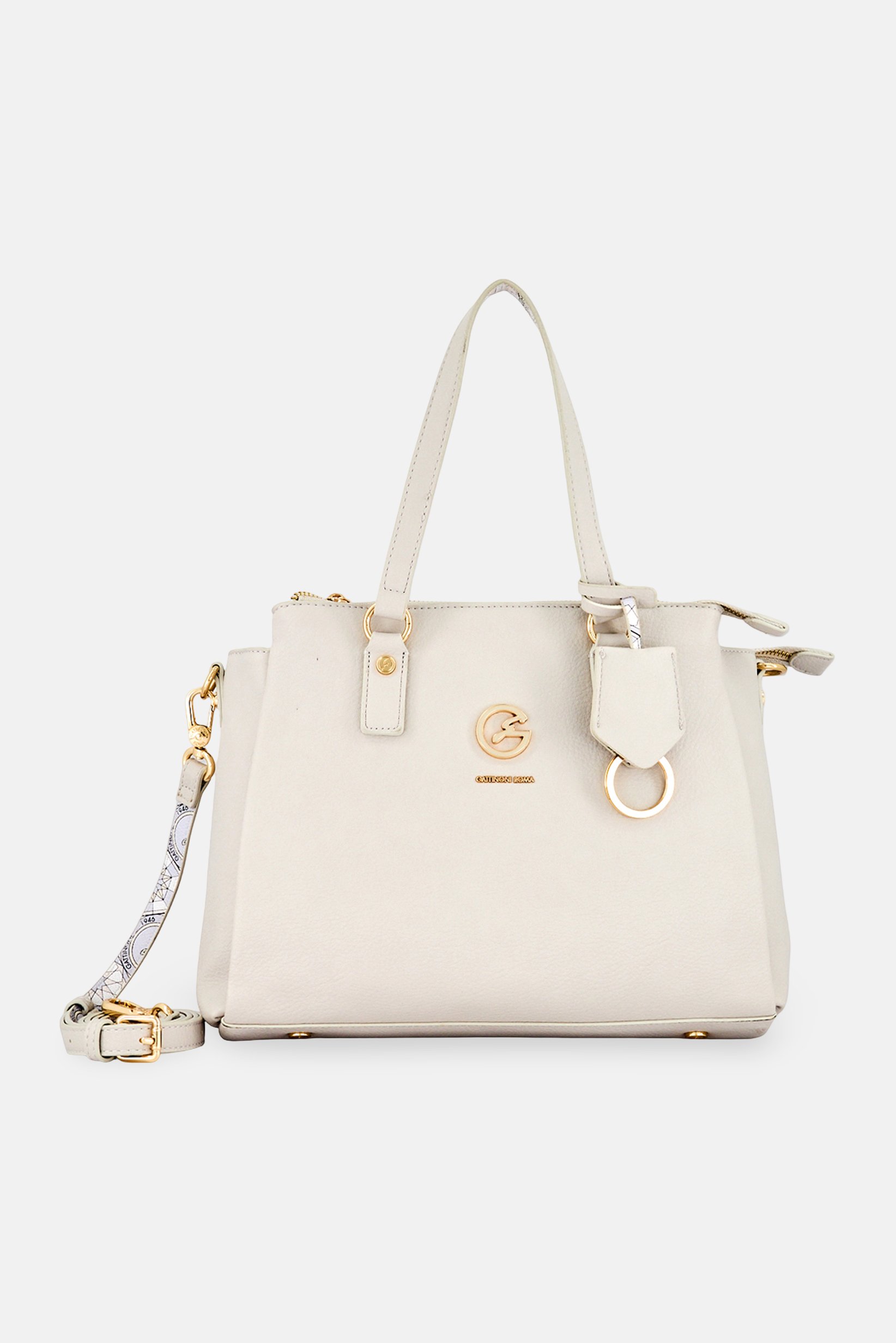 Women Brand Logo Shoulder Bag, Off White