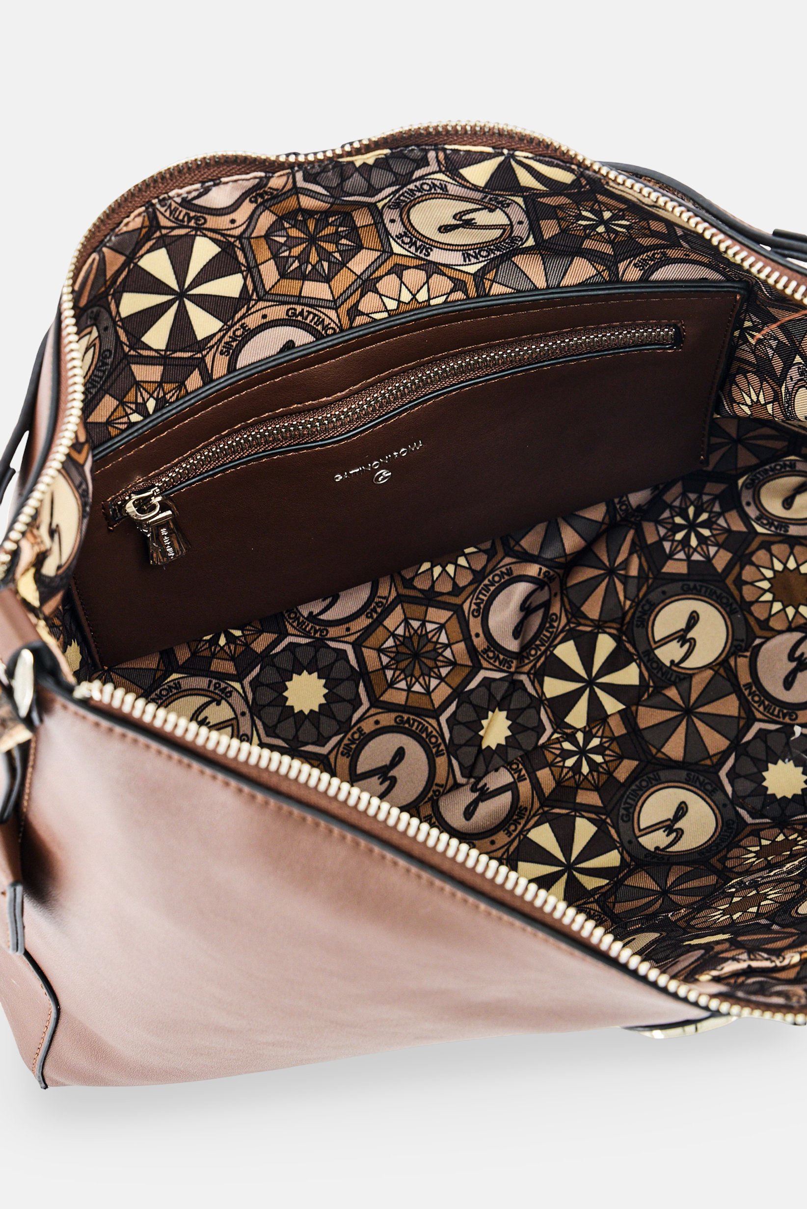 Women Brand Logo Shoulder Bag, Brown