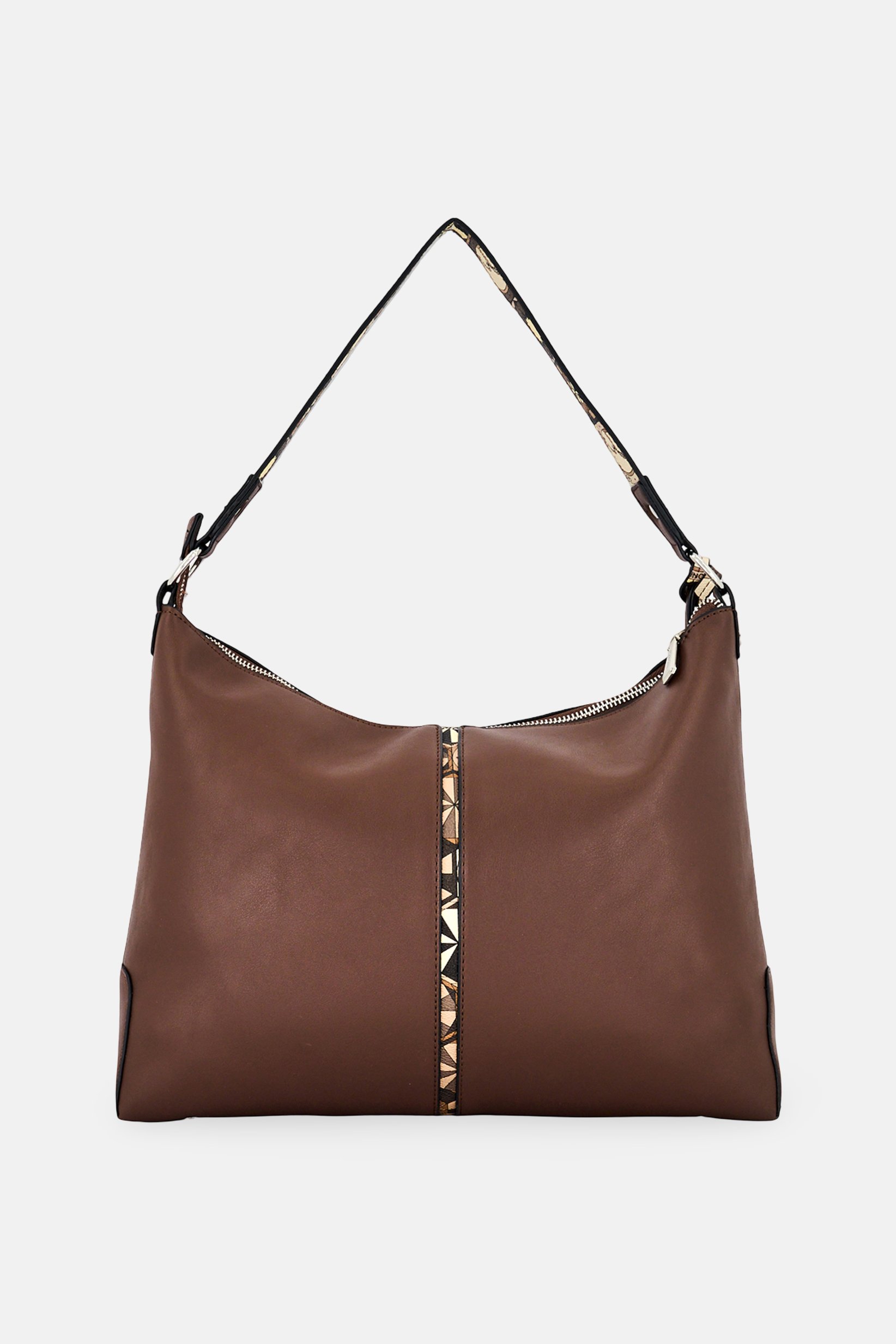 Women Brand Logo Shoulder Bag, Brown