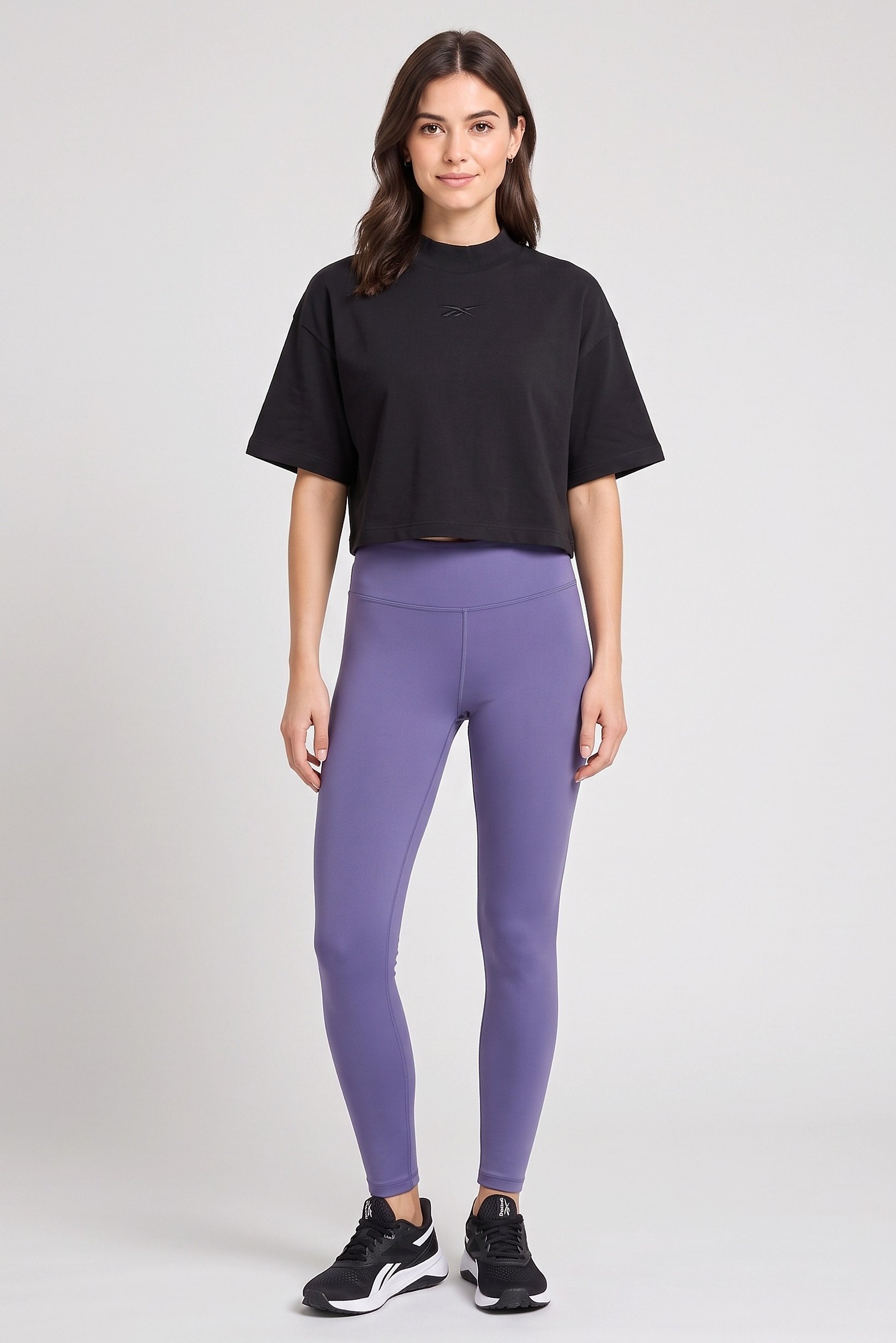 Women Sportswear Fit Short Sleeve Outdoor Crop T-Shirt, Black