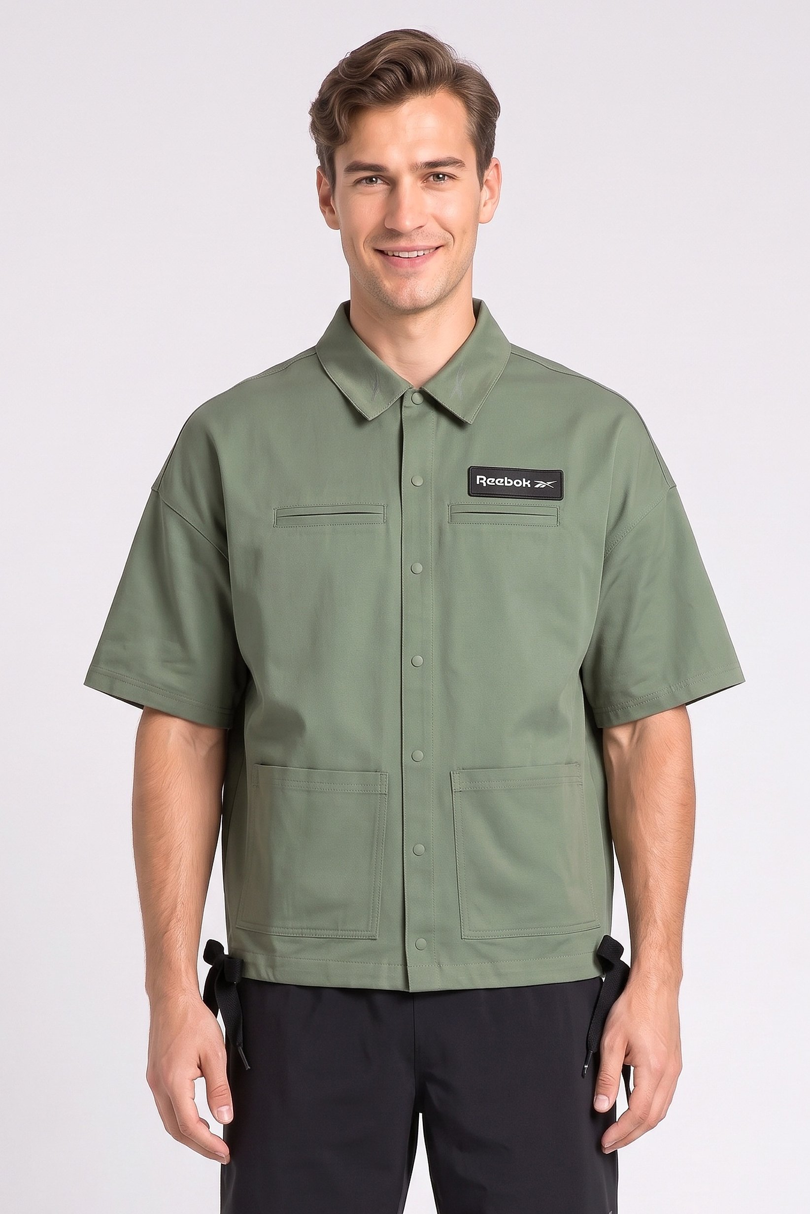 Men Sportswear Fit Short Sleeve Outdoor Jacket Shirt, Sage Green