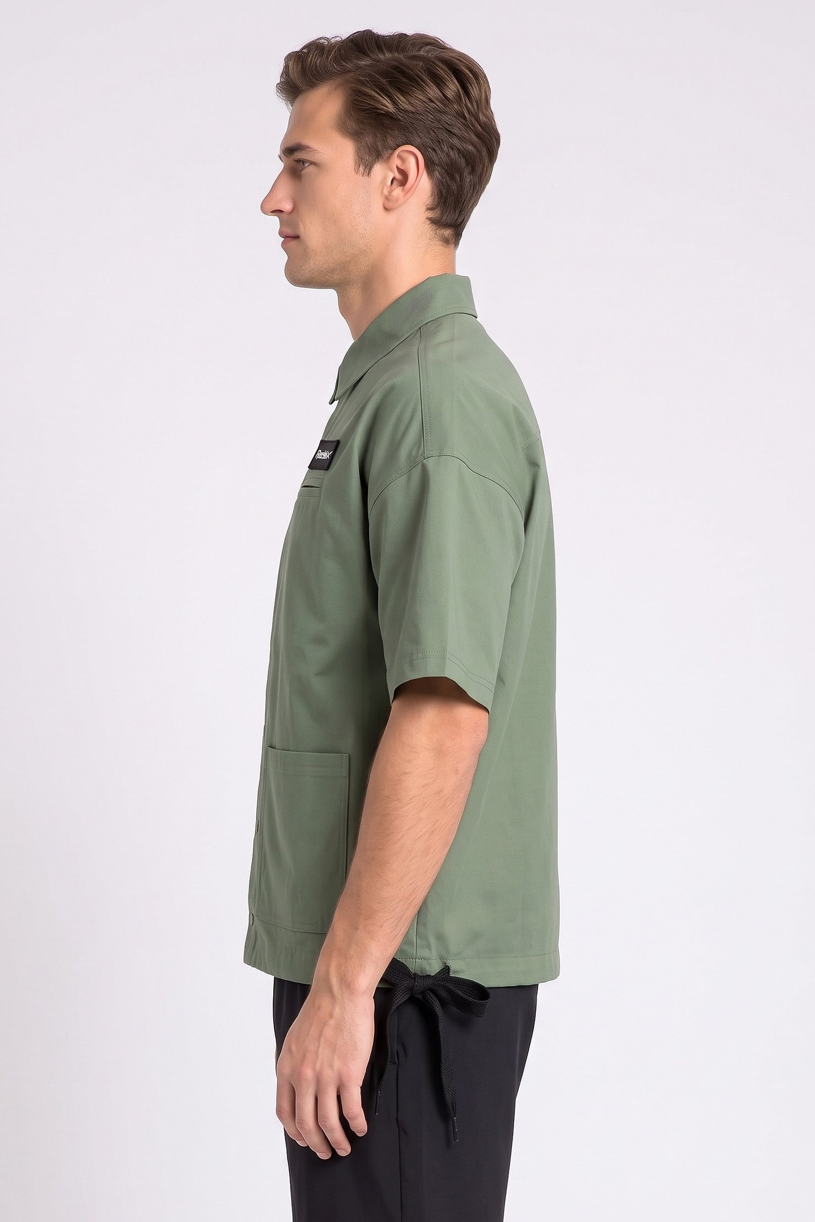 Men Sportswear Fit Short Sleeve Outdoor Jacket Shirt, Sage Green
