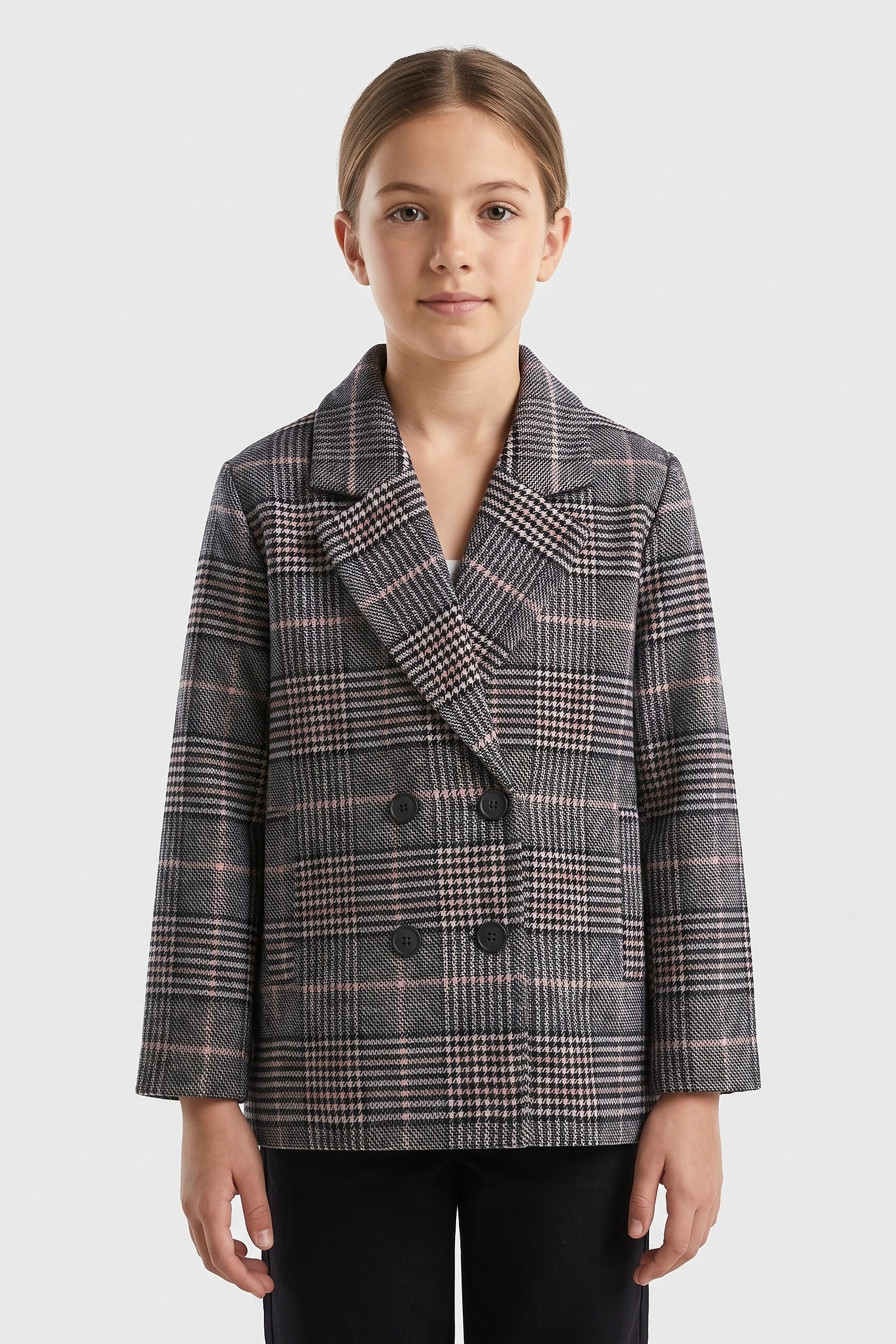 Kids Girl Regular Fit Plaid Casual Blazer, Multicolor