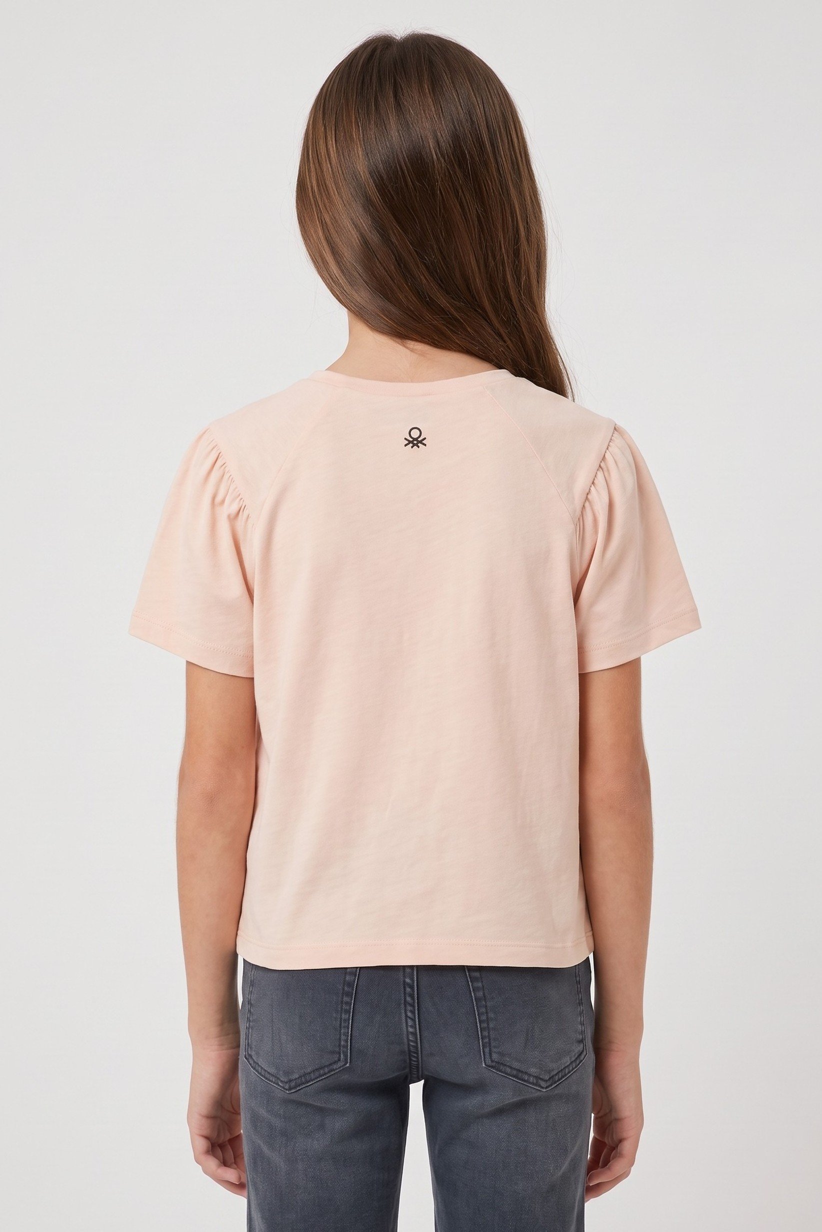Kids Girl Short Sleeve Graphic Print T-Shirt, Light Peach