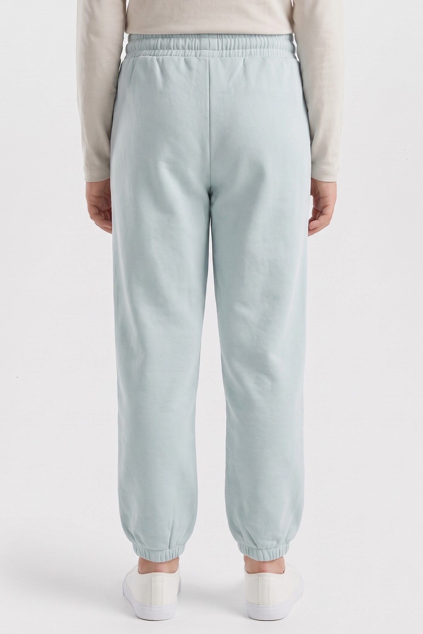Kids Girl Regular Fit Embroidered Logo Jogger Pants, Mint Blue
