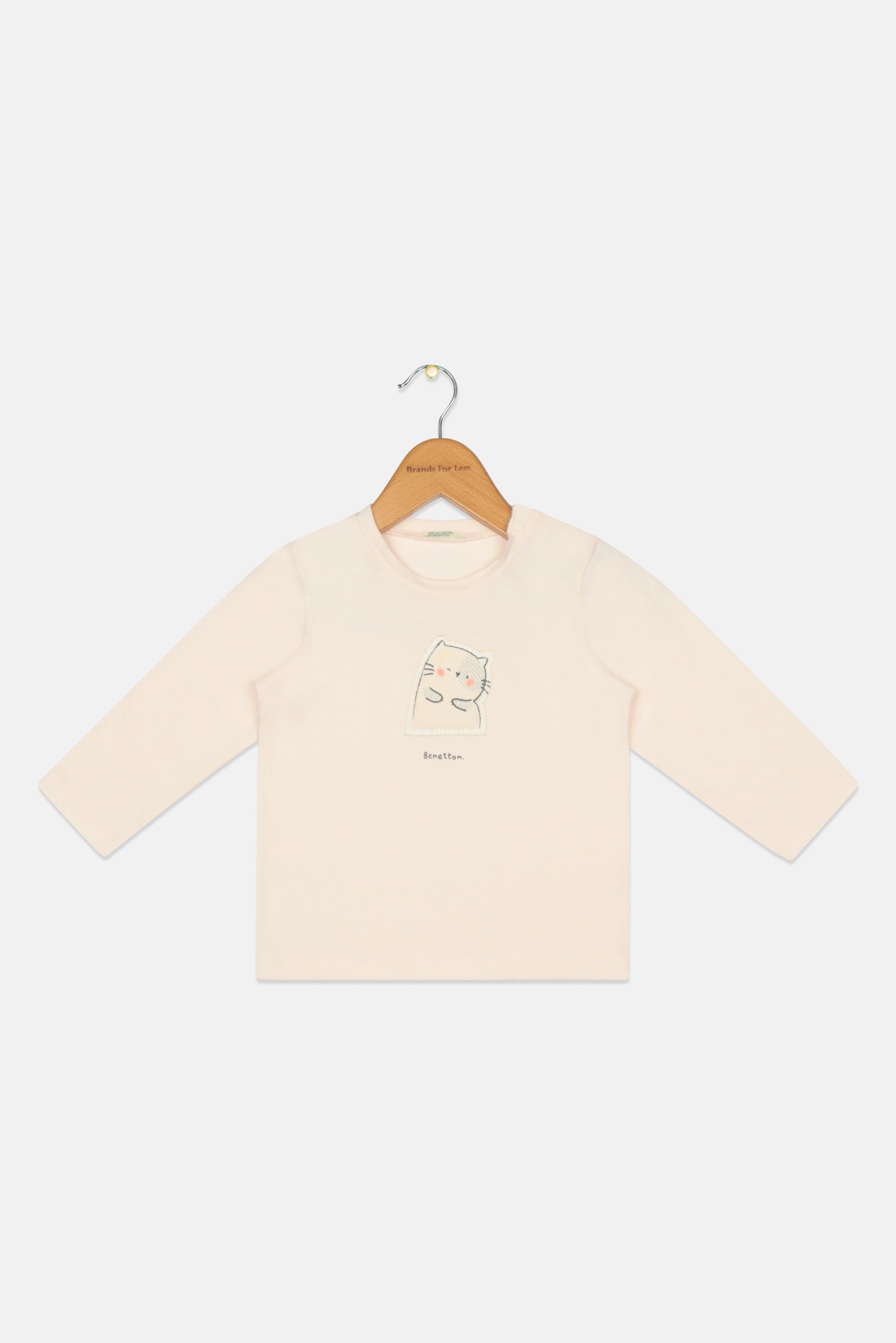 Toddlers Girl Long Sleeve Brand Logo Top, Light Peach