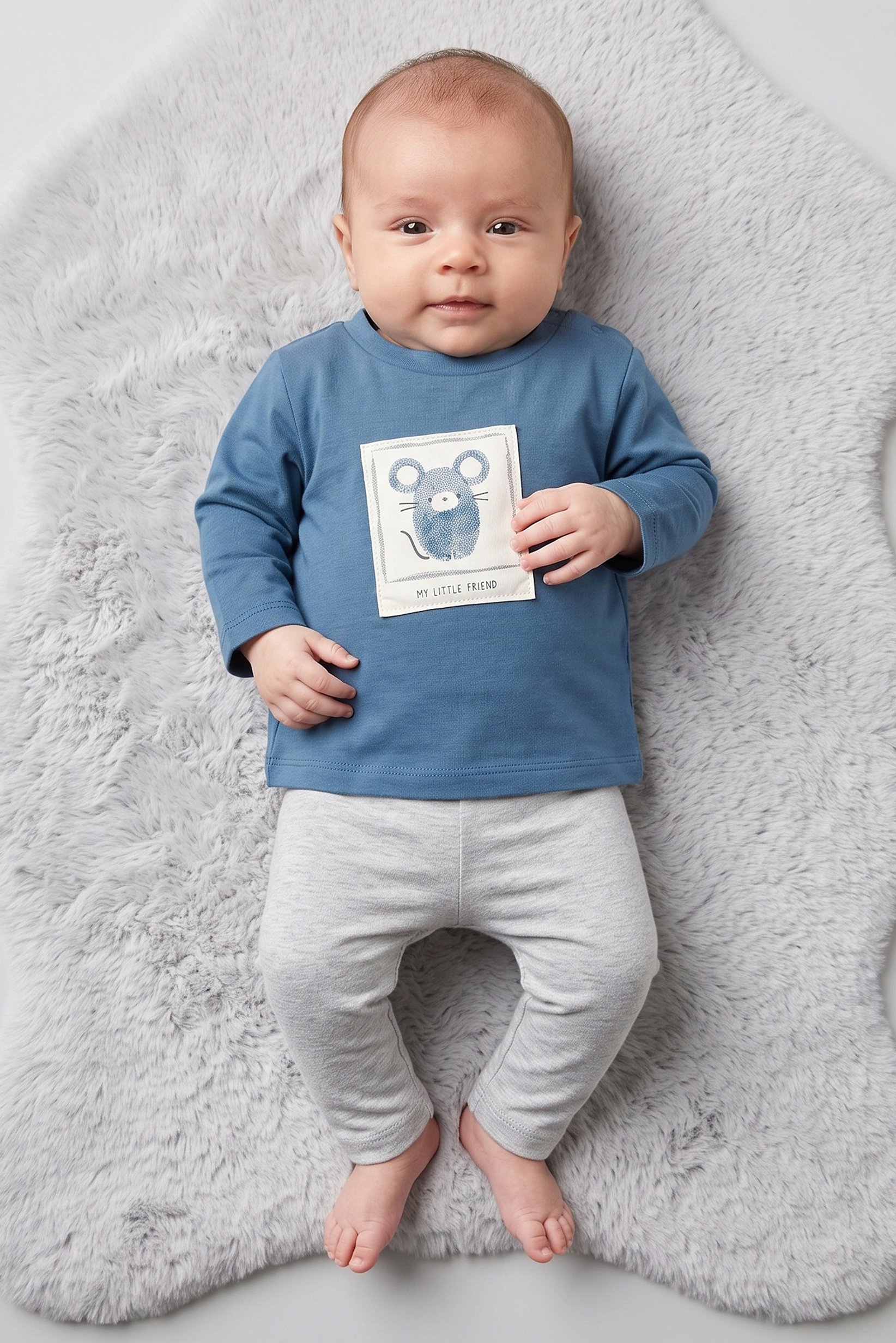 Toddlers Girl Long Sleeve Graphic Print Top, Light Navy