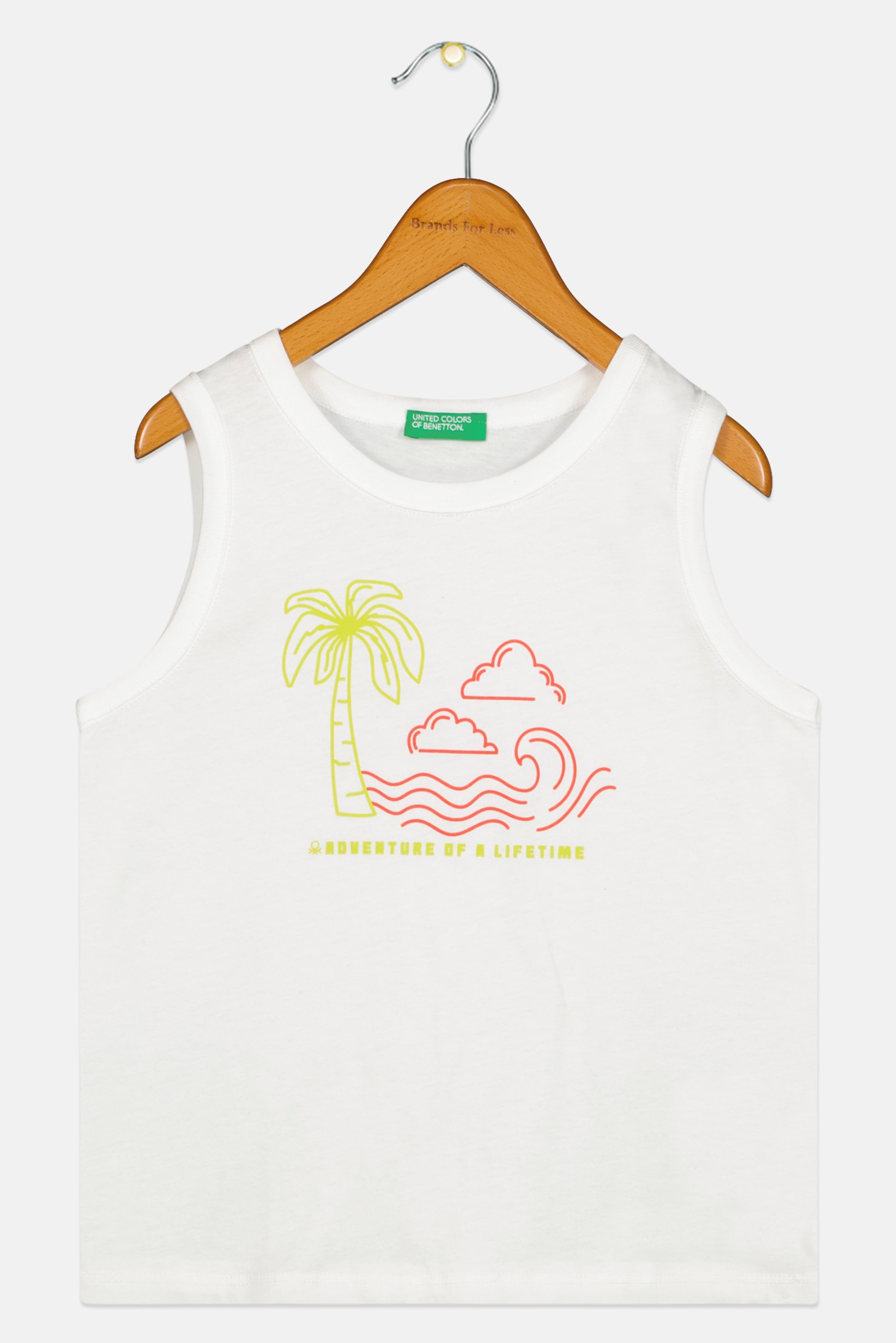 Toddlers Girl Sleeveless Graphic Print Top, White