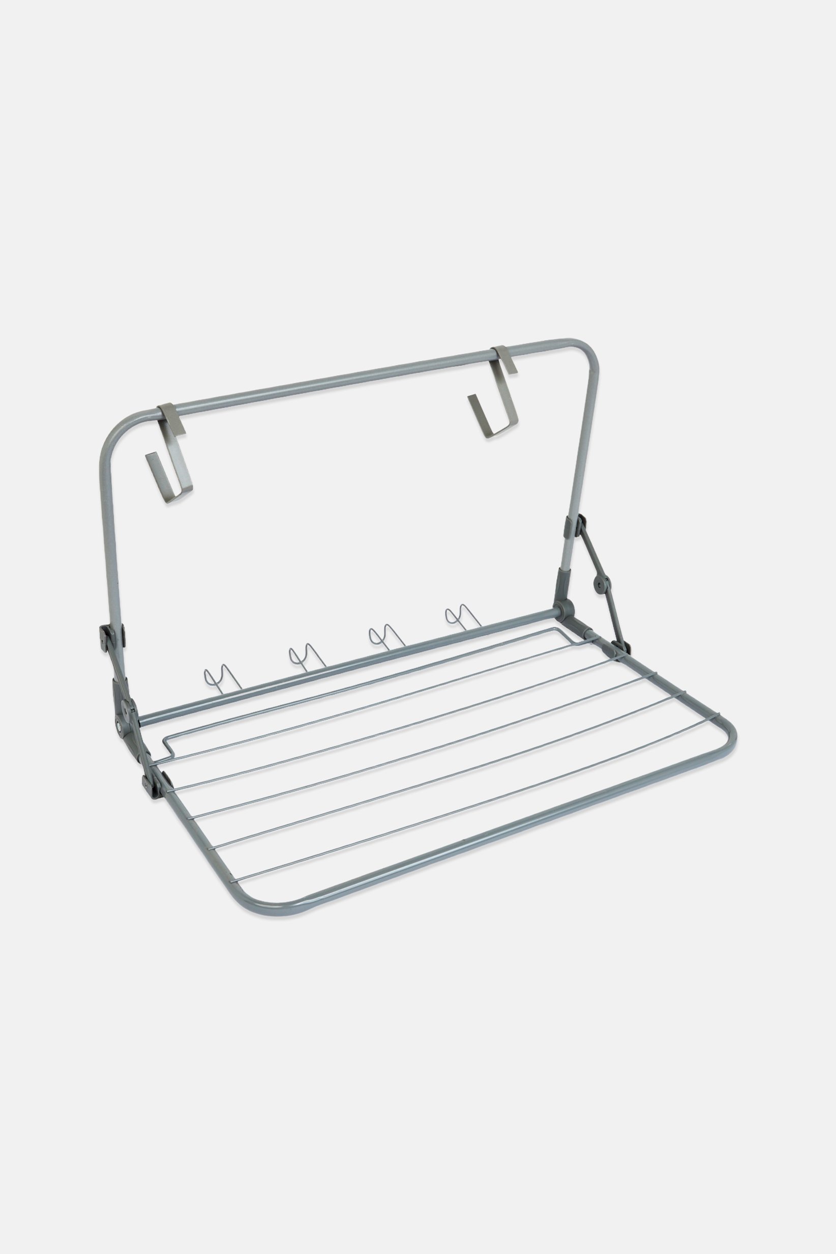 Over the Door Drying Rack with Hooks, Grey