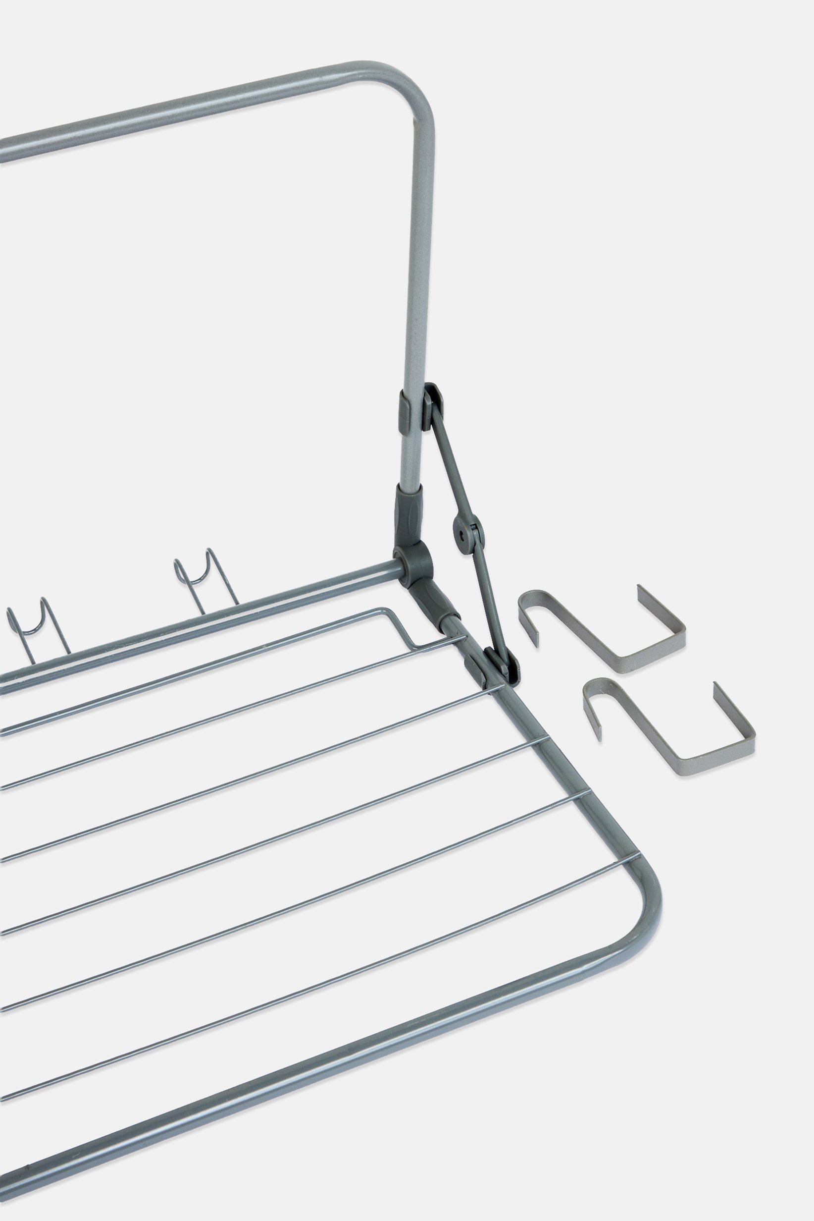 Over the Door Drying Rack with Hooks, Grey
