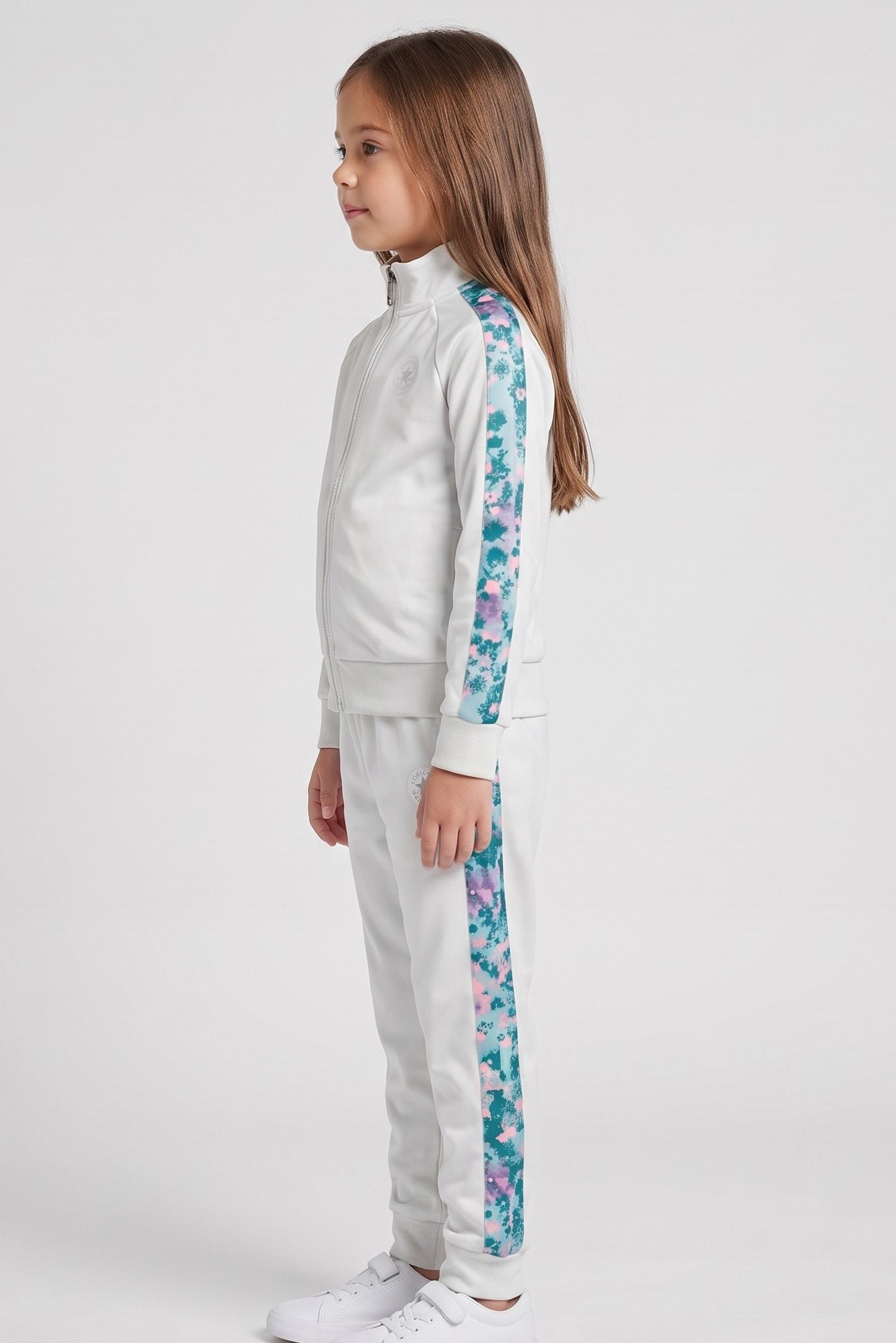 Kids Girl 2 Pieces Brand Logo Sweatshirt And Pants Set, Light Grey