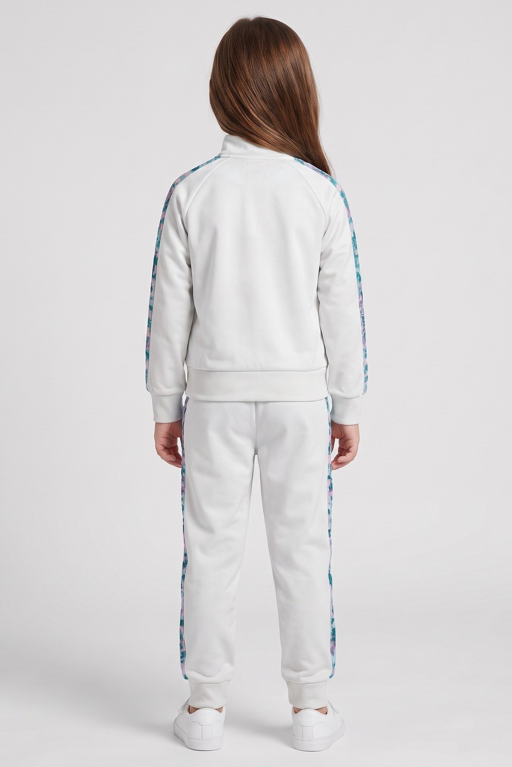 Kids Girl 2 Pieces Brand Logo Sweatshirt And Pants Set, Light Grey